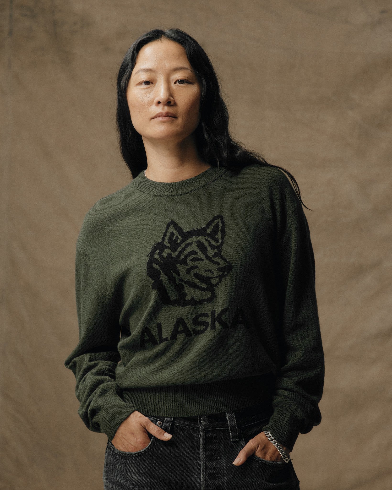 Women's Graphic Wool Sweater - Olive | Filson