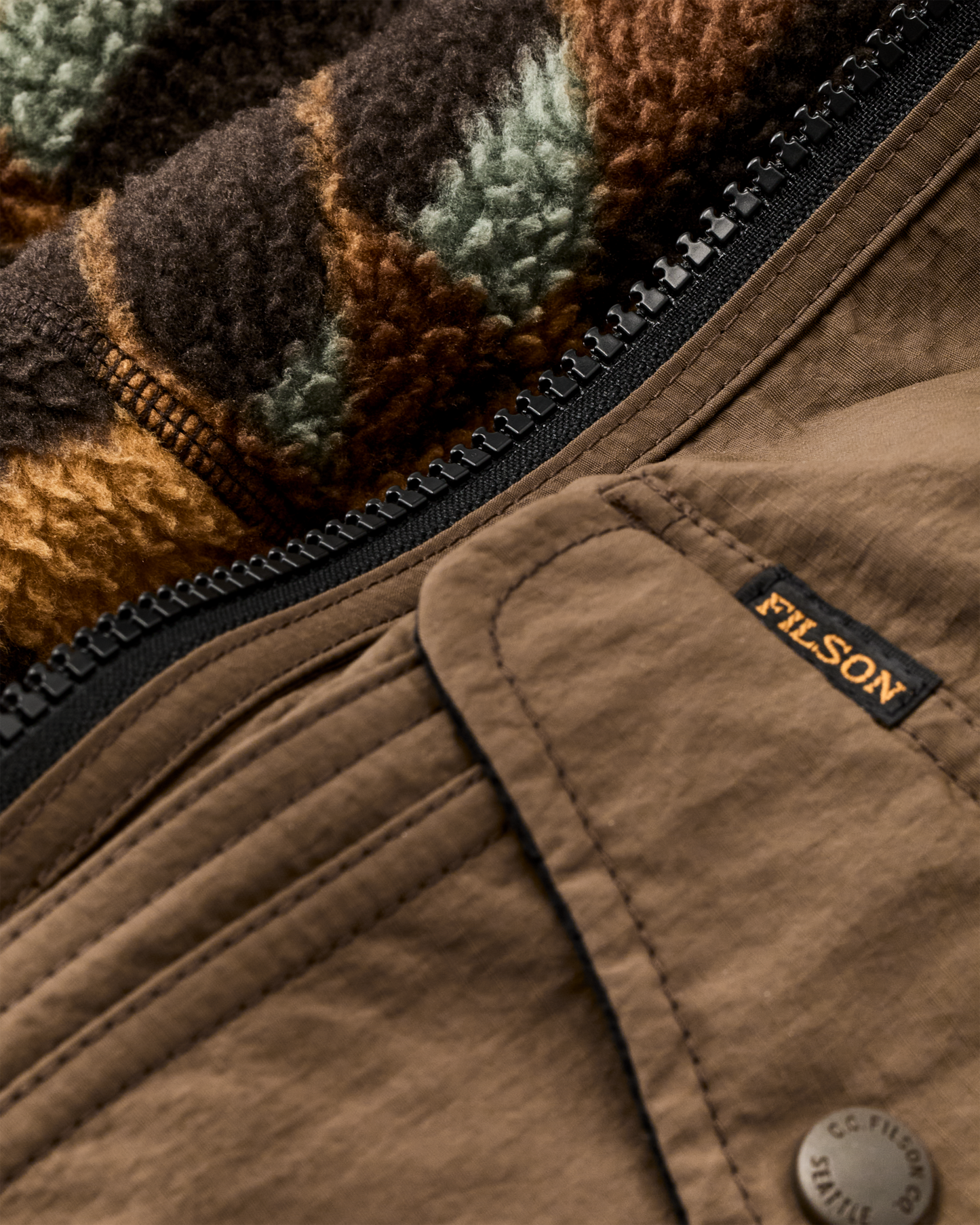 Reversible Pile Fleece Jacket - Brown / Night Camp