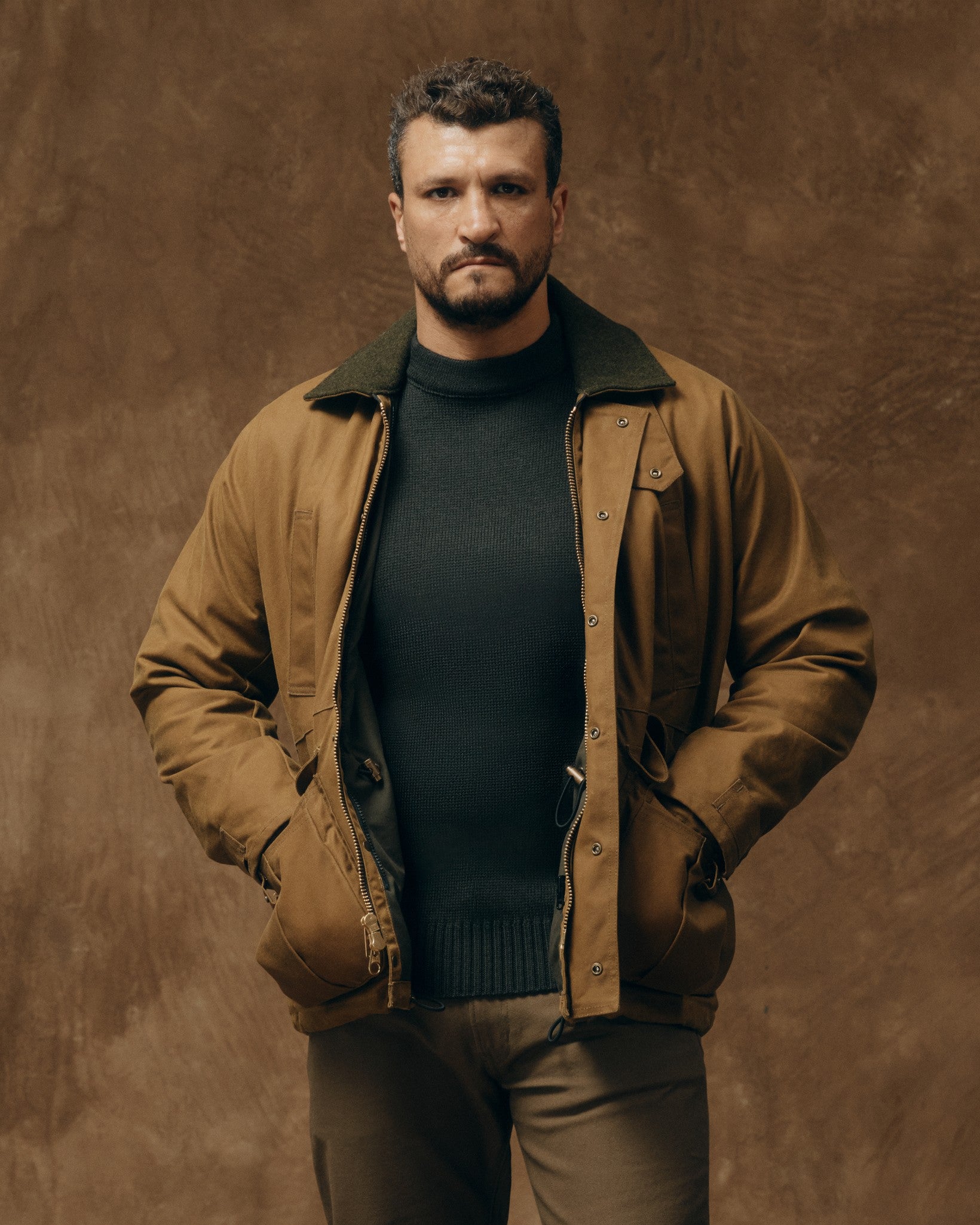 Lined Tin Cloth Field Jacket Dark Tan Filson - Main Image