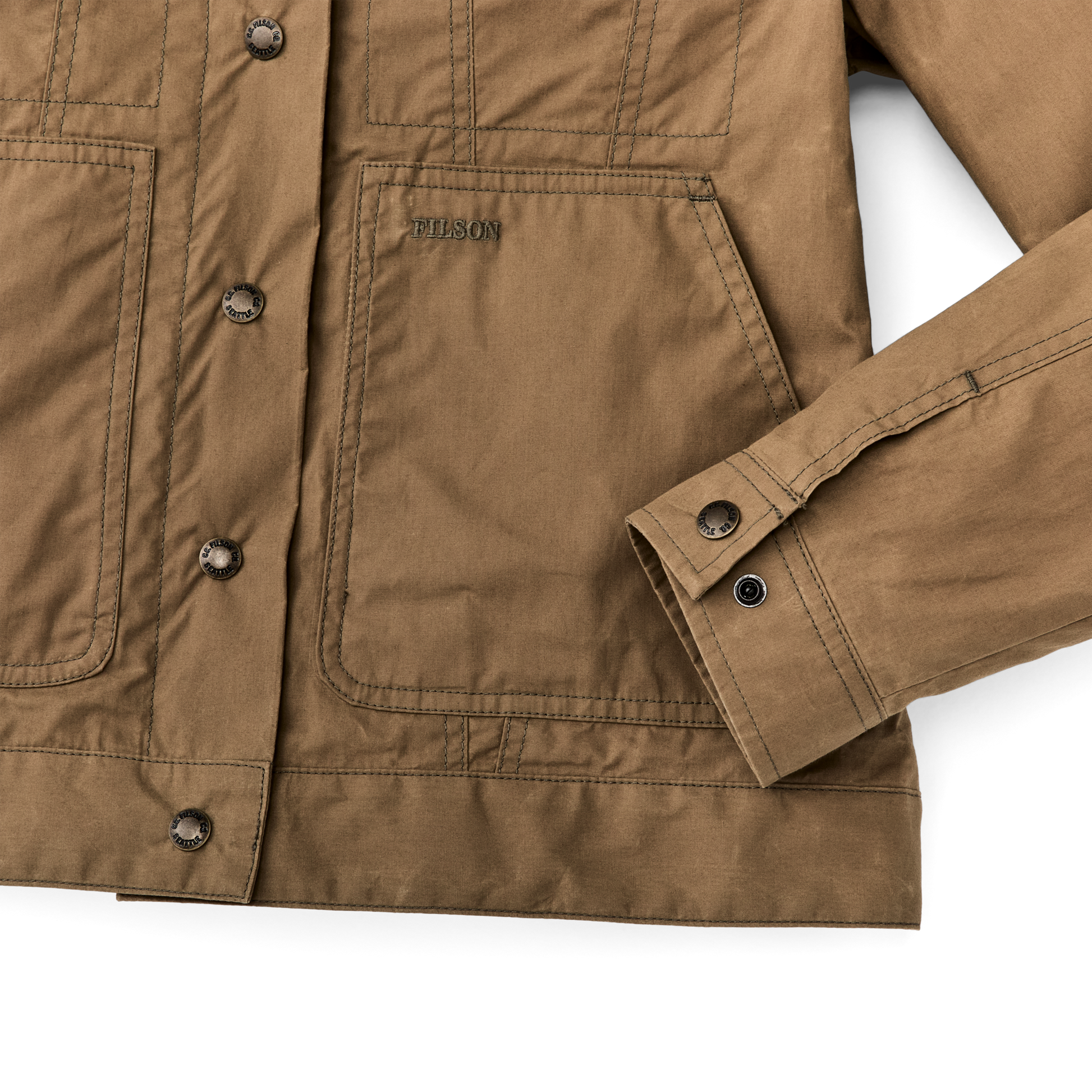 Alternate view of the Filson Women's Ranger Short Lined Cruiser - Dark Beige