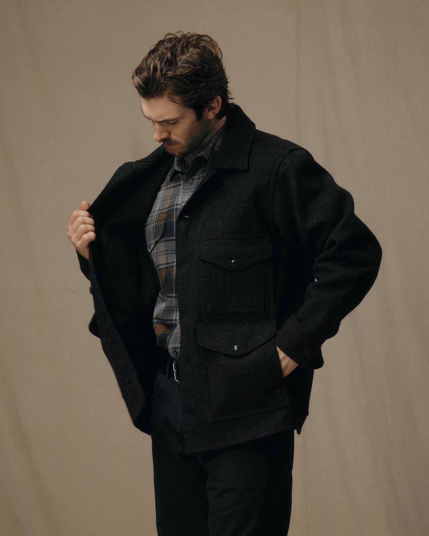 Mackinaw Wool Cruiser Jacket - Charcoal