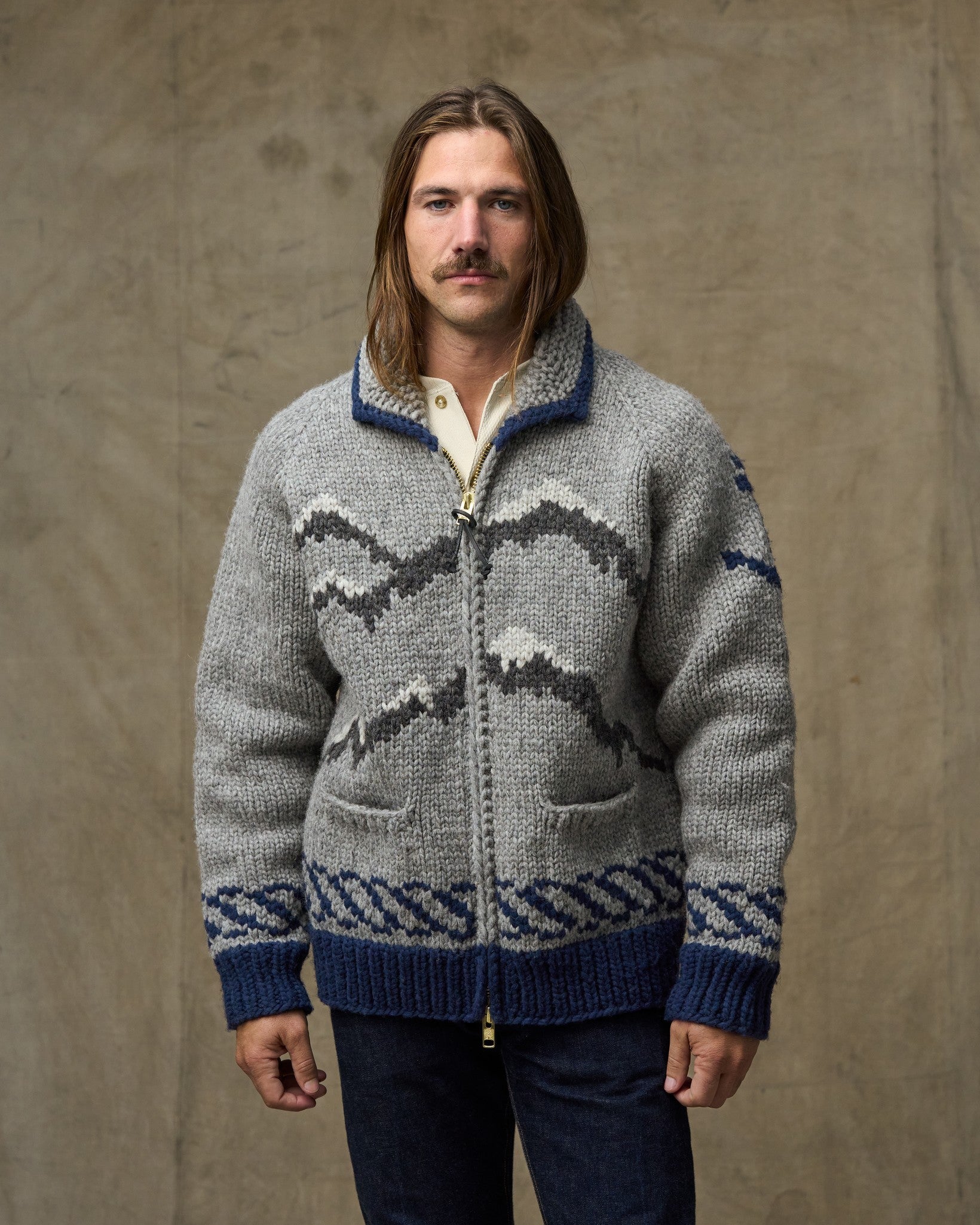 Handmade Full-zip Sweater - Heather Gray / Fishing Boat | Filson