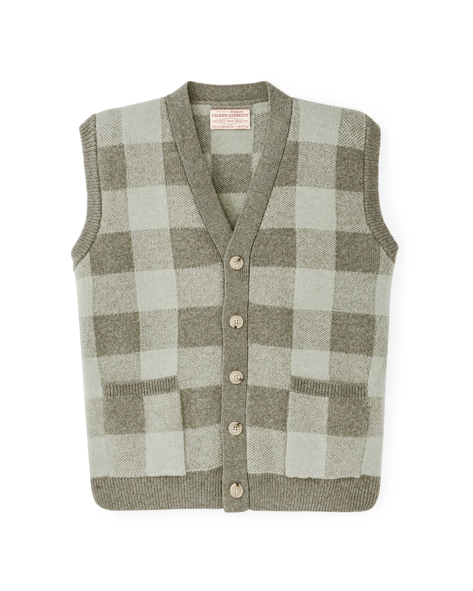 トップス archive Y's border wool vest cardigan Women's Wool Cardigan Vest - Olive Check | Filson