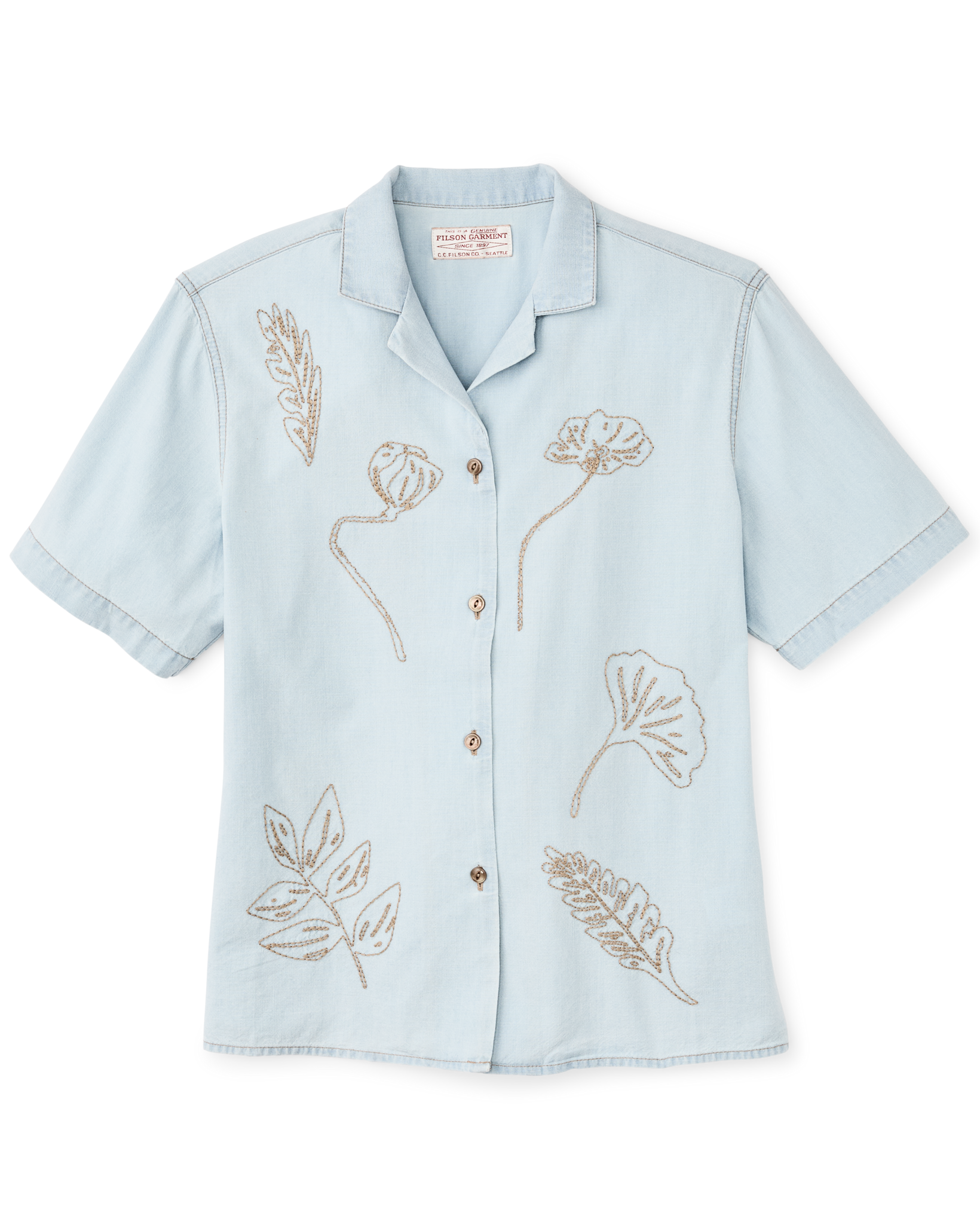 Women's Embroidered Cropped Sleeve Shirt Women's Embroidered Cropped Sleeve Shirt