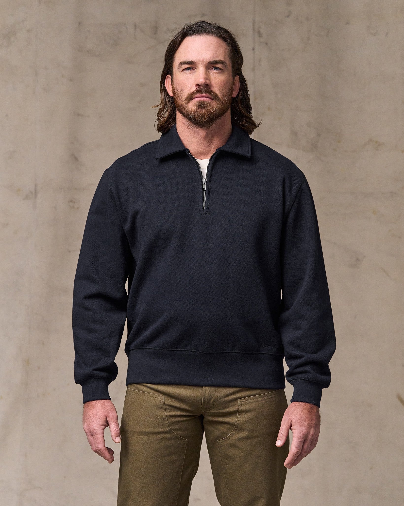 14-oz. Heritage Fleece Quarter Zip - Dark Indigo | Filson