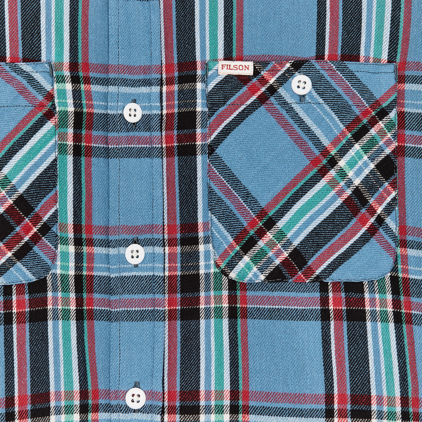 Alternate view of the Filson The Rangeland Flannel Shirt - Light Blue / Red Plaid