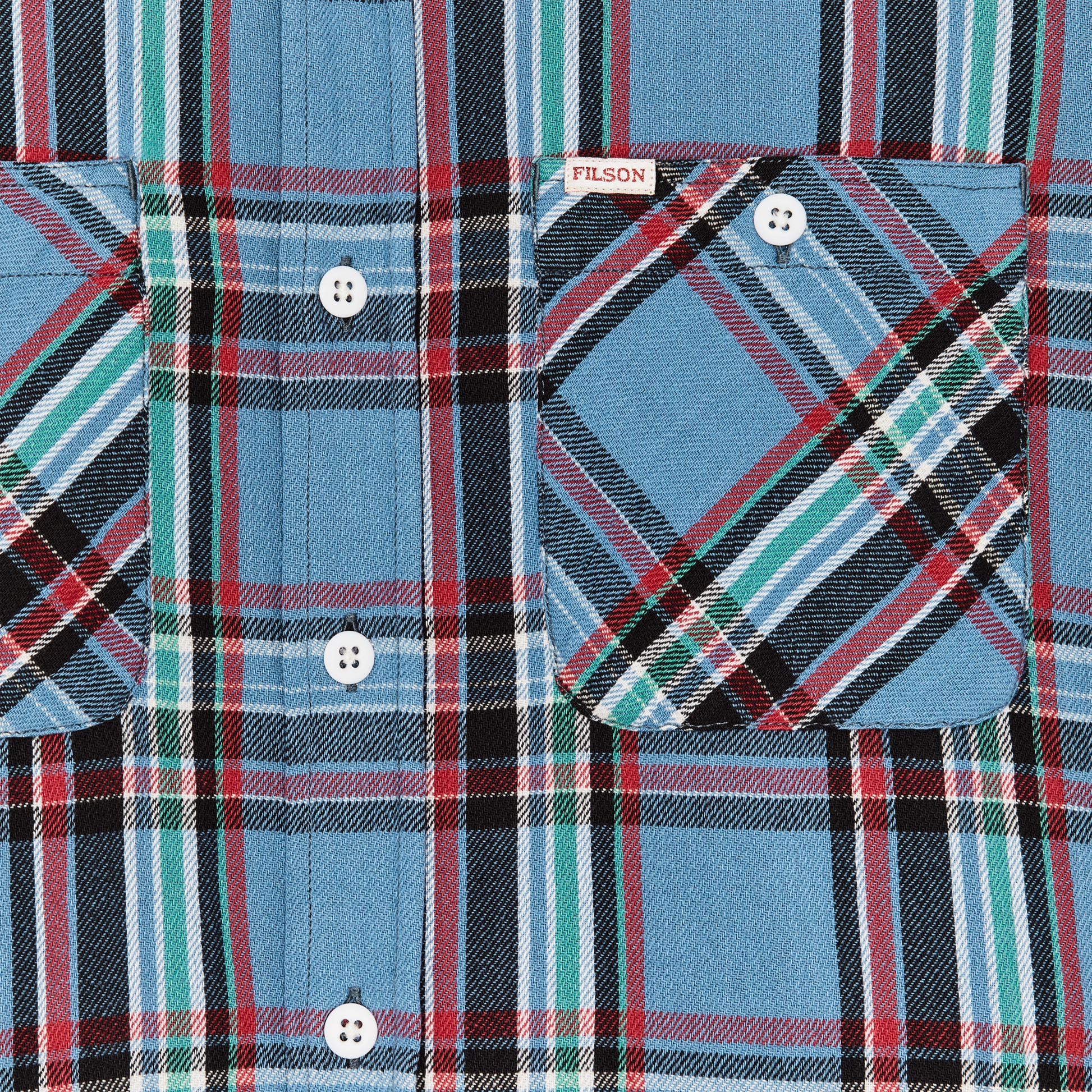 Alternate view of the Filson The Rangeland Flannel Shirt - Light Blue / Red Plaid