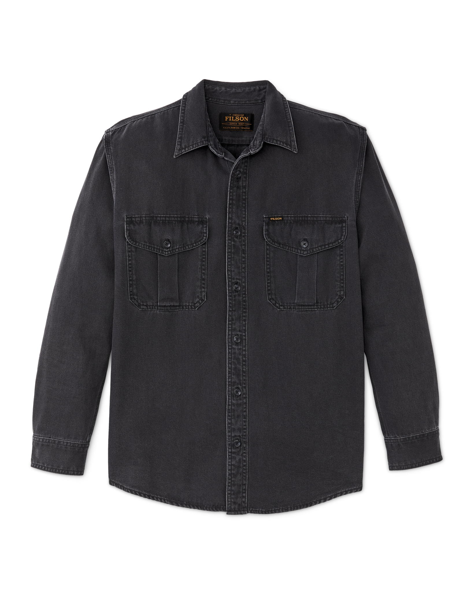 Front-facing image of the Filson Denim Guide Shirt - Black
