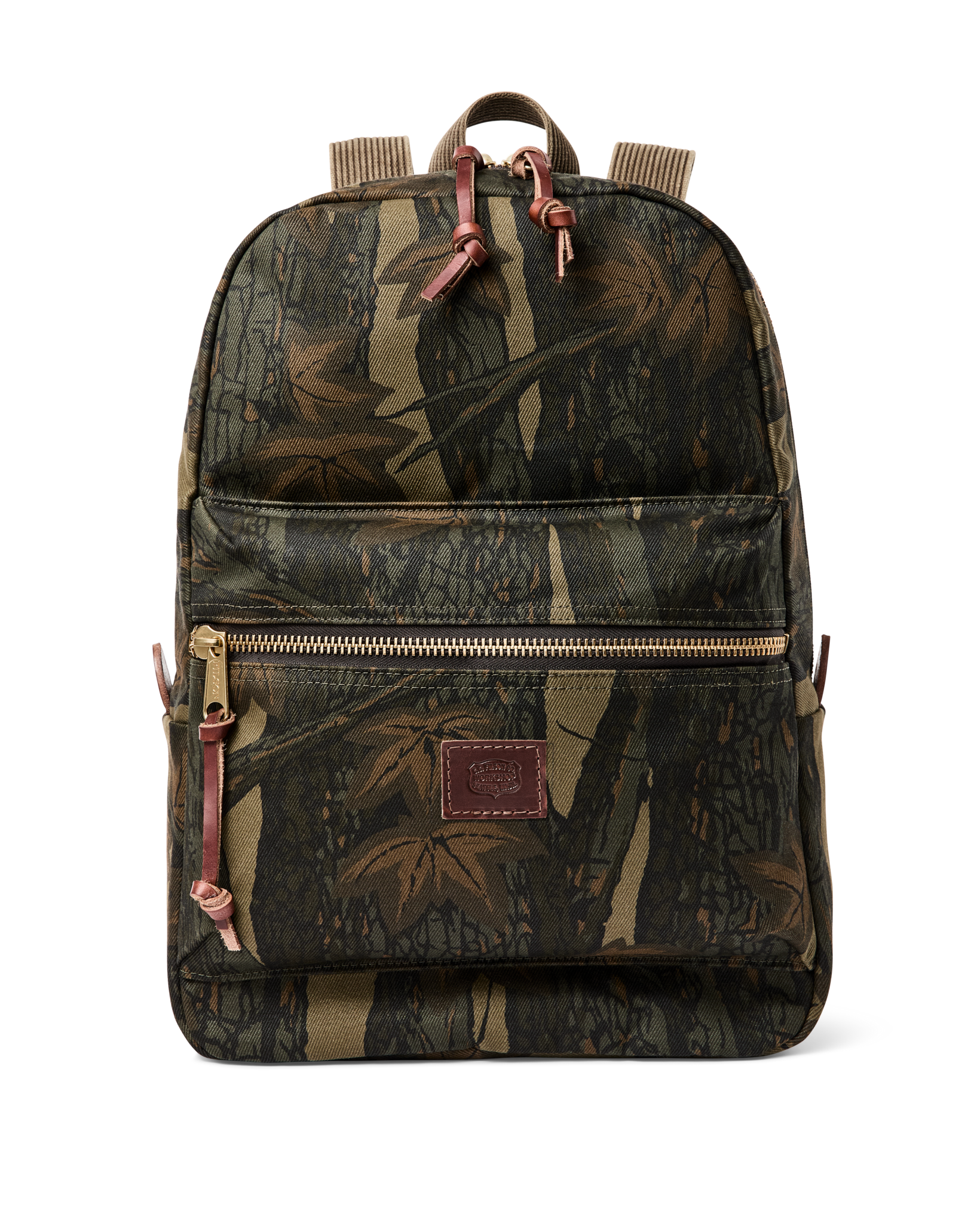 camo leather backpack Filson Workshop Rugged Twill Backpack in Maple Bark Camo