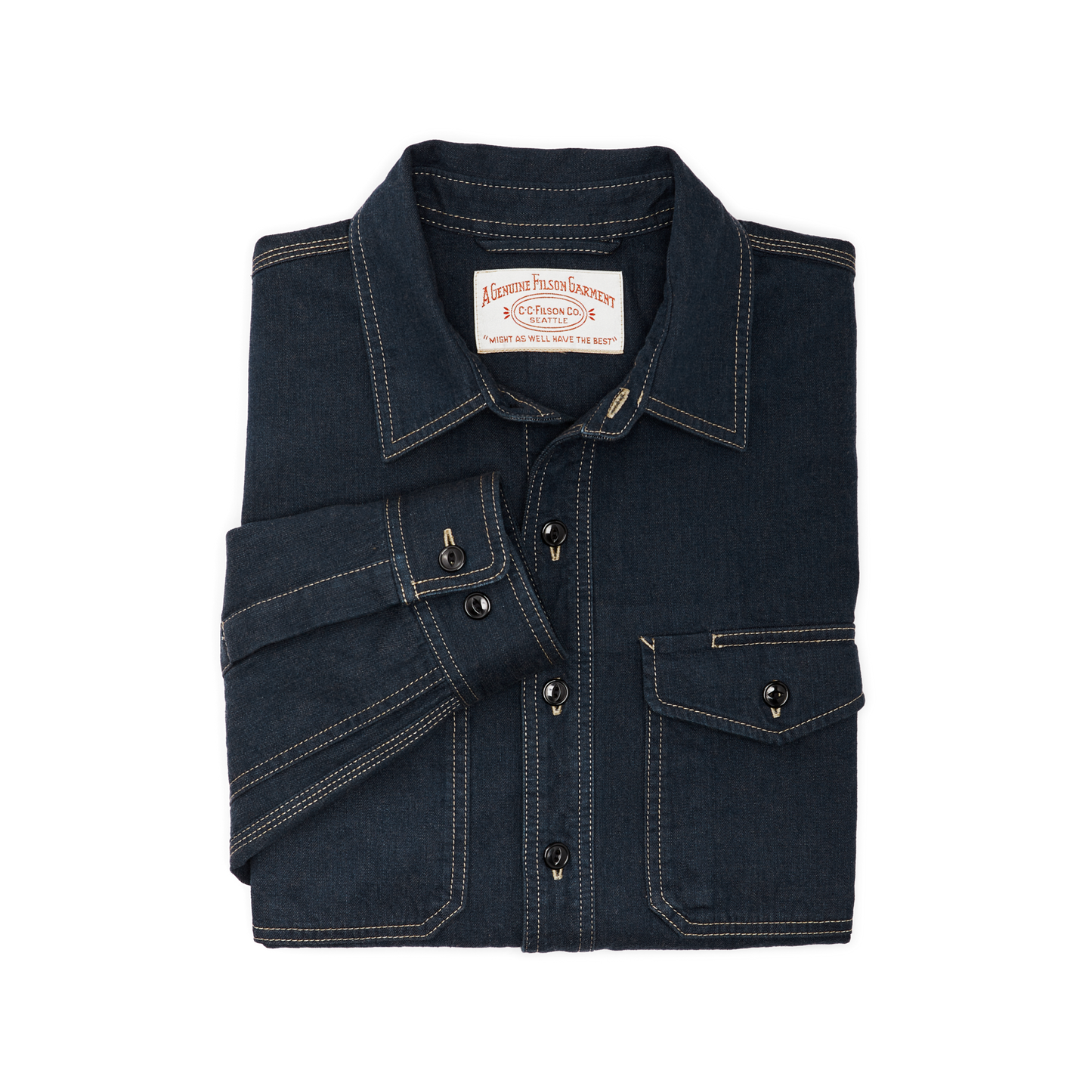 Alternate view of the Filson Denim Work Shirt - Mid-wash Indigo