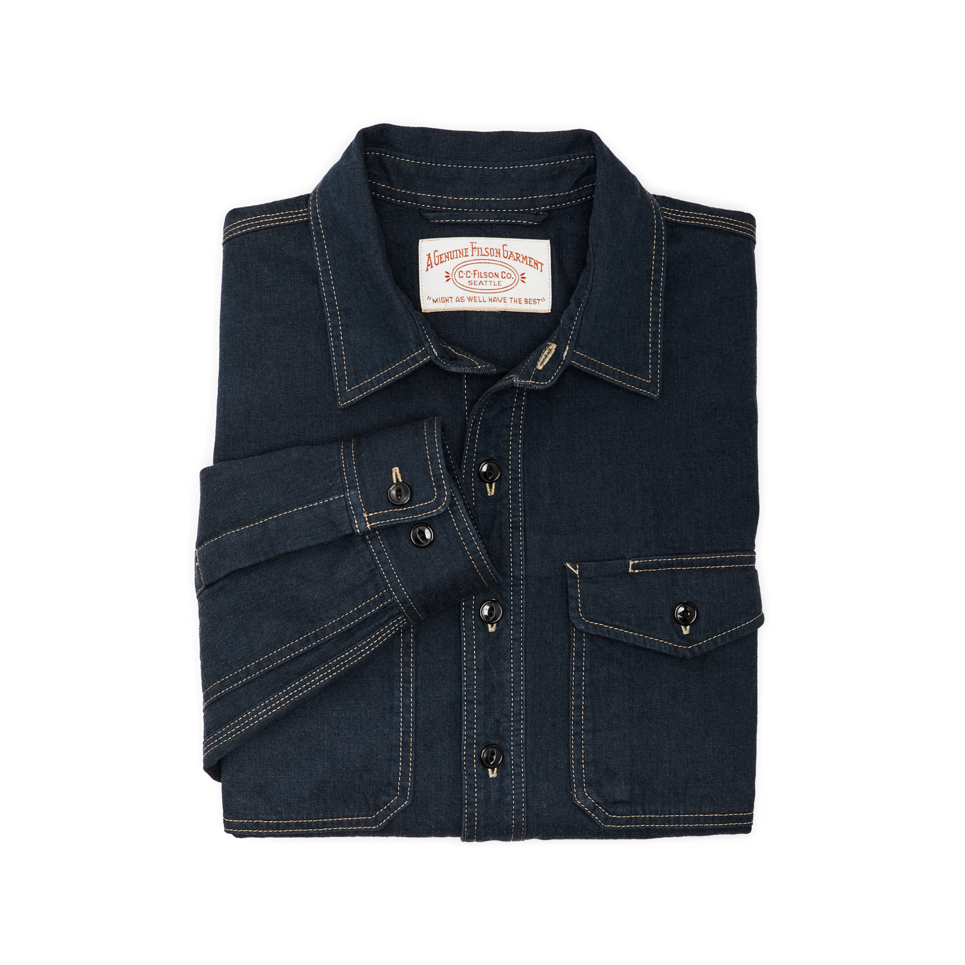 Alternate view of the Filson Denim Work Shirt - Mid-wash Indigo