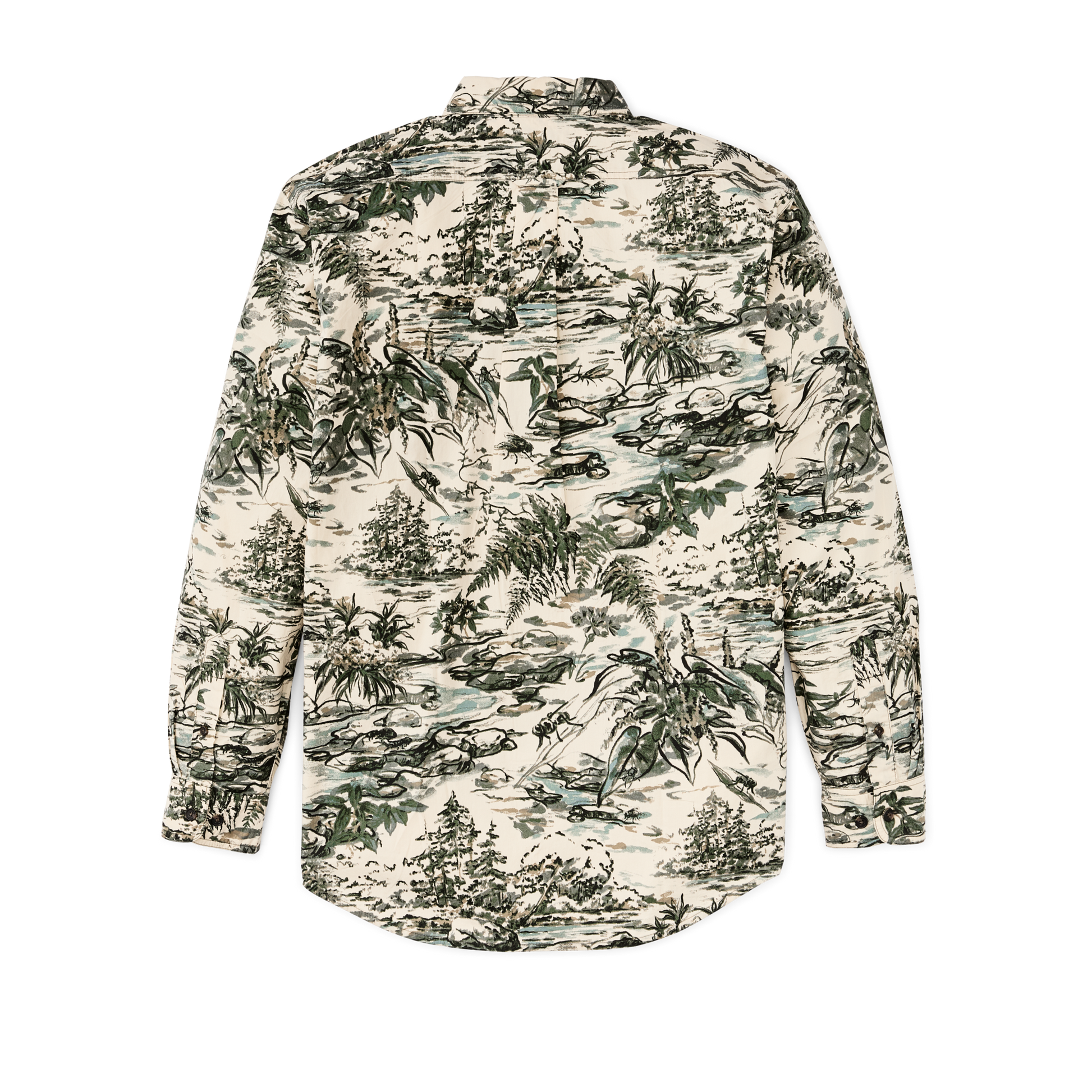 Alternate view of the Filson Filson X Housefly Washed Feather Cloth Shirt - Khaki / Scenic