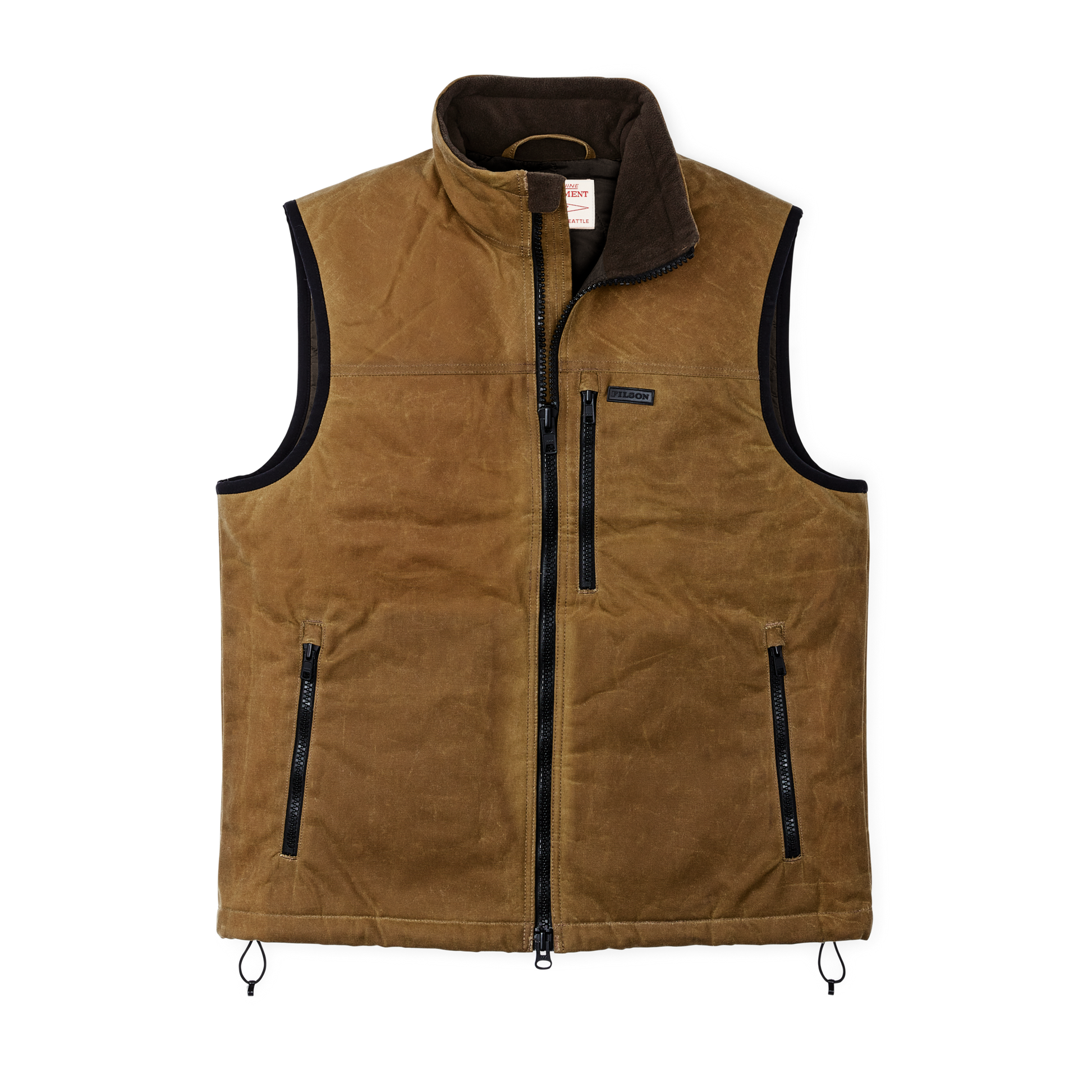 Front-facing image of the Filson Tin Cloth Primaloft® Vest - Dark Tan 2