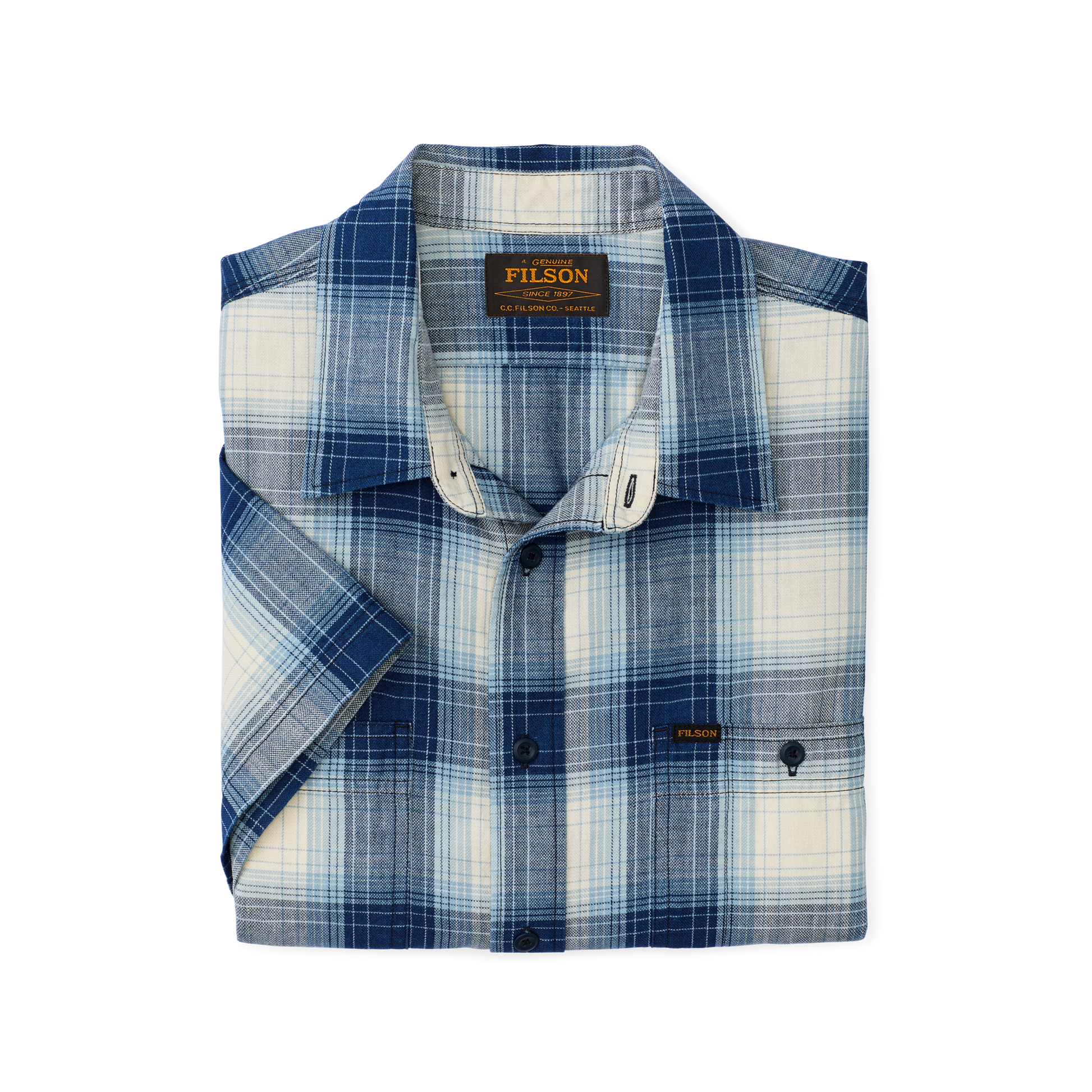 Alternate view of the Filson Short Sleeve Chambray Shirt  - Indigo Plaid