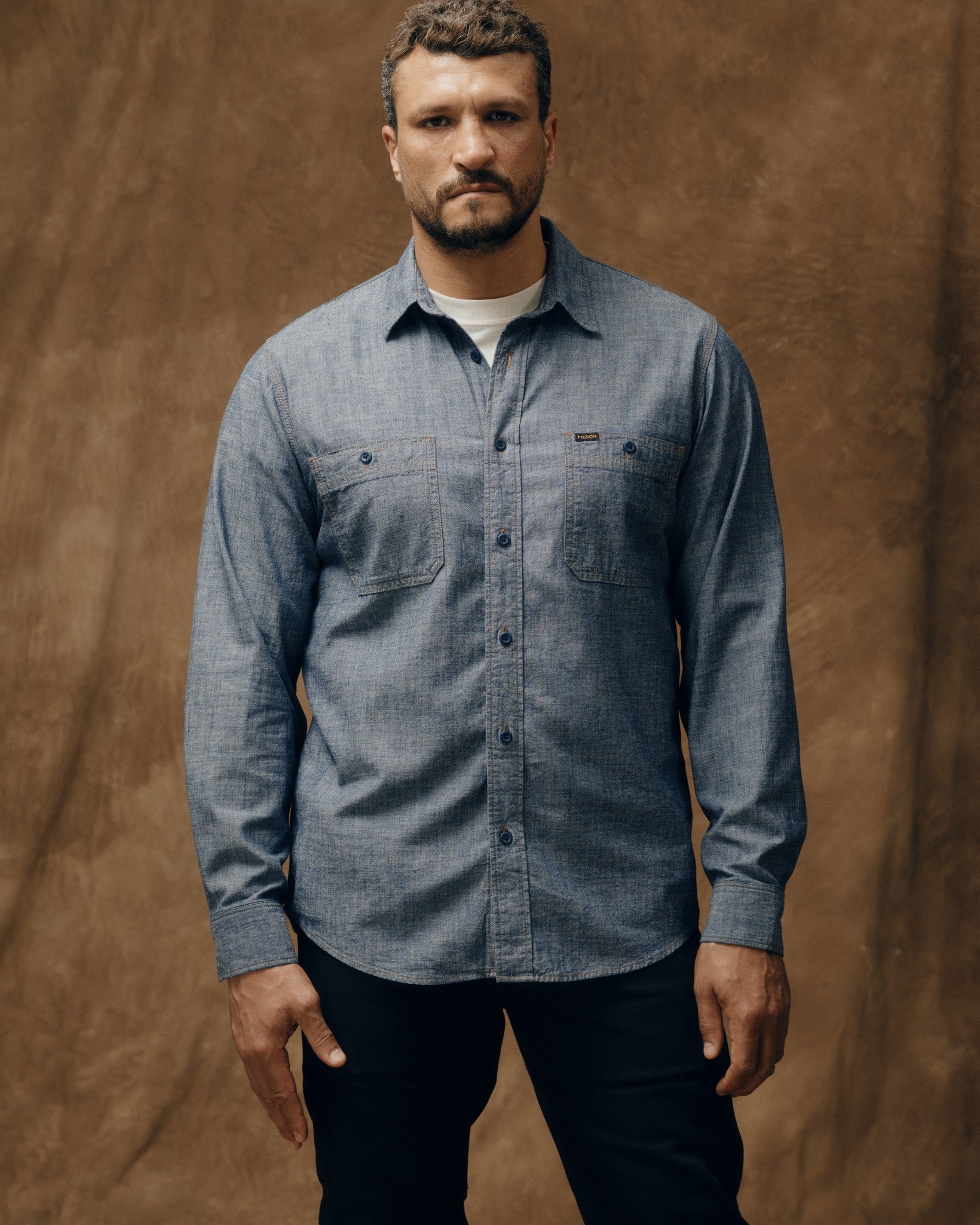 chambray dress shirt men Amazon.com: Dubinik Chambray Shirt Men Cotton Mens Long Sleeve Button Down Shirts