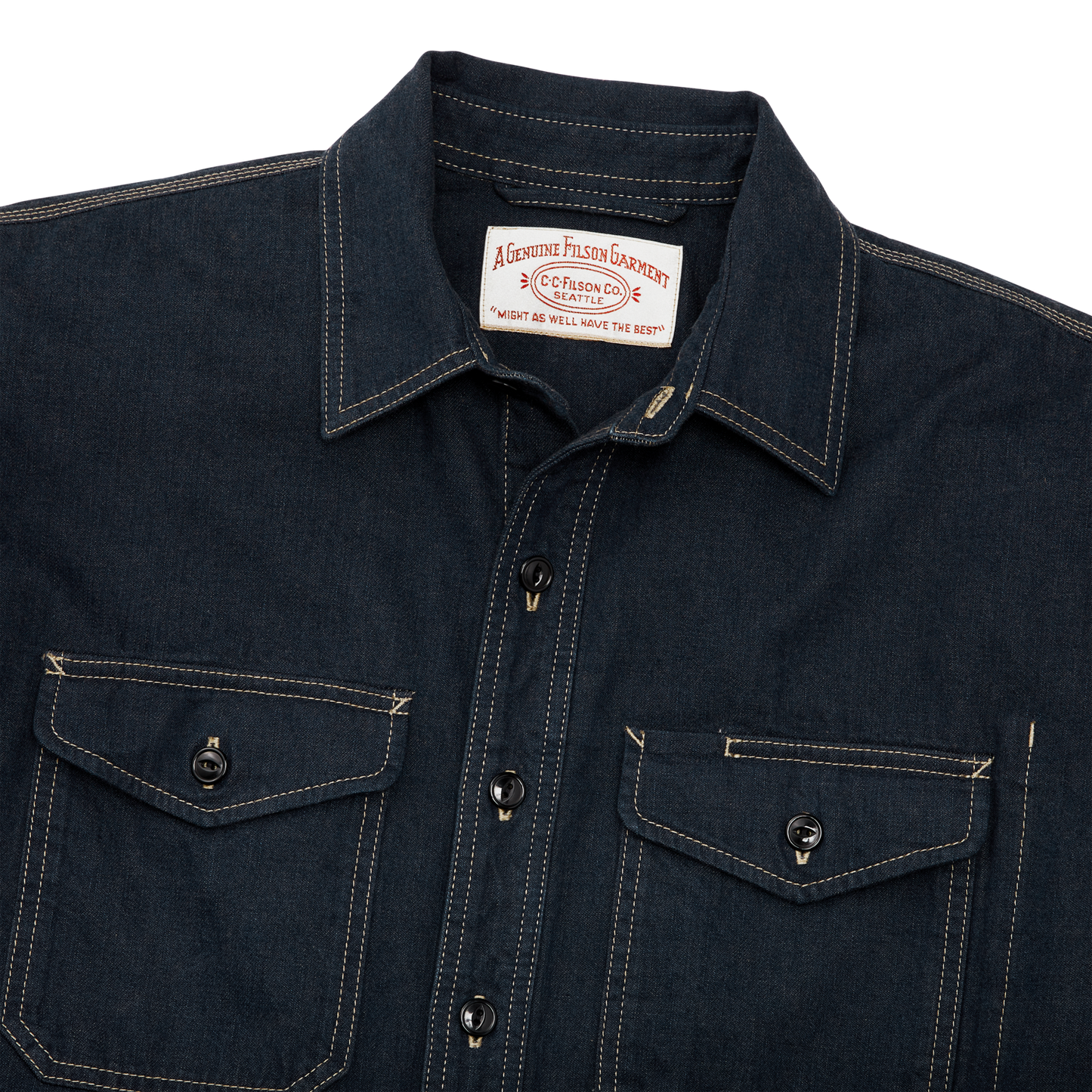 Alternate view of the Filson Denim Work Shirt - Mid-wash Indigo