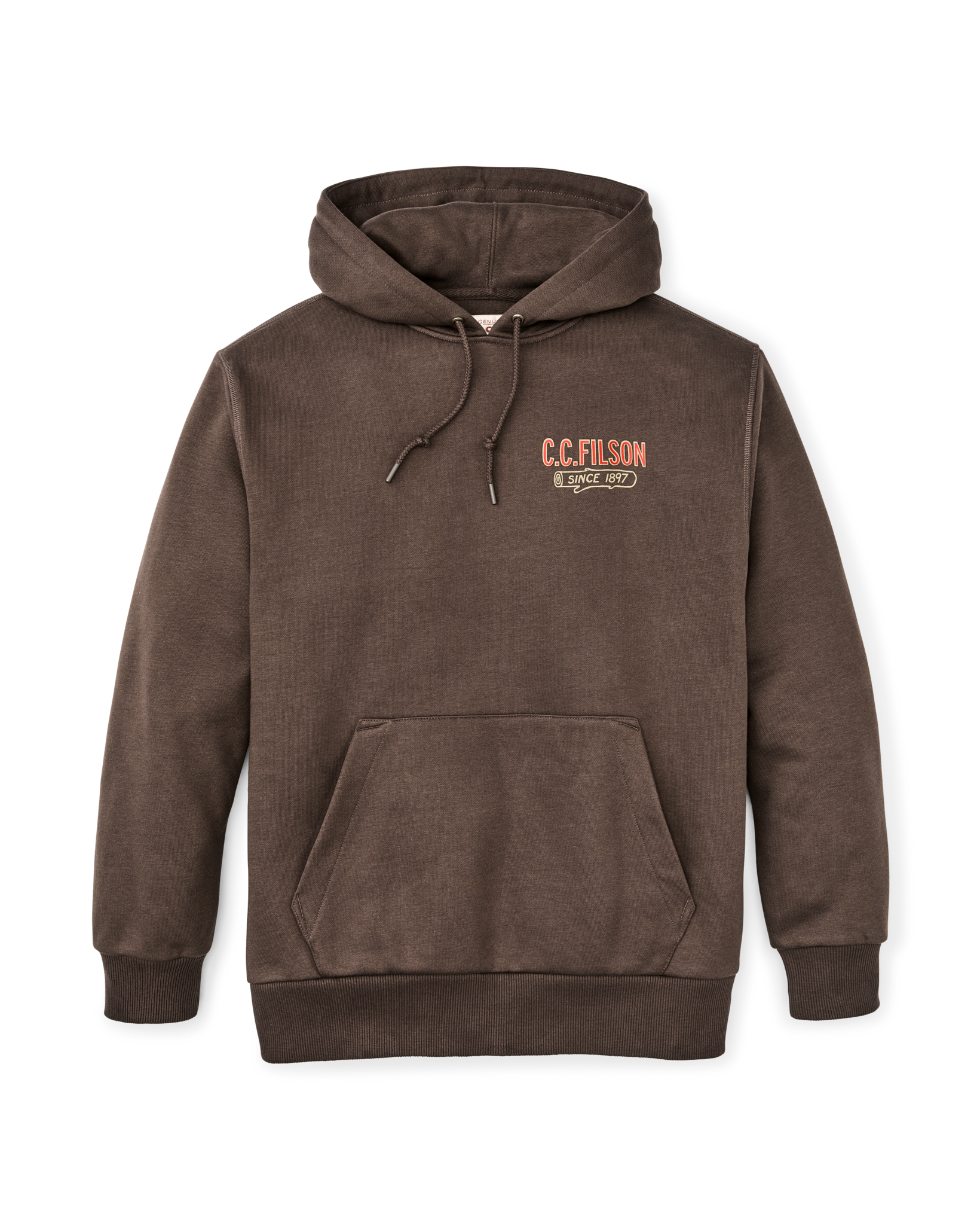 Prospector Graphic Hoodie Dark Brown Logging Filson - Main Image