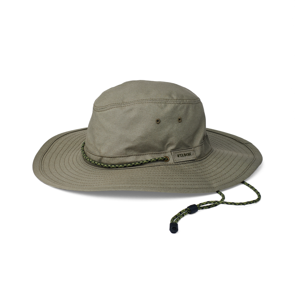 Front-facing image of the Filson Twin Falls Travel Hat - Otter Green