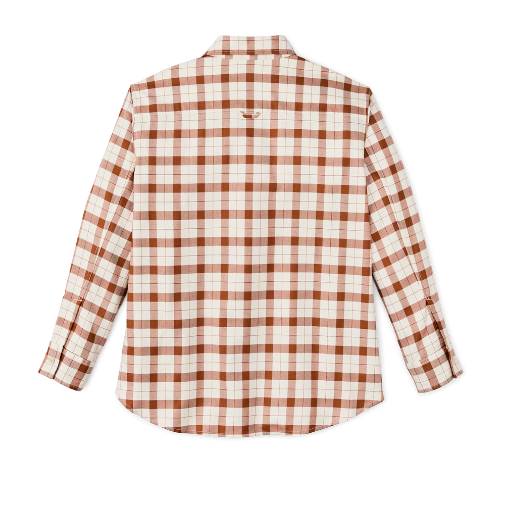 Alternate view of the Filson Women's Light Weight Alaskan Guide Shirt - Light Tan / Brown Plaid