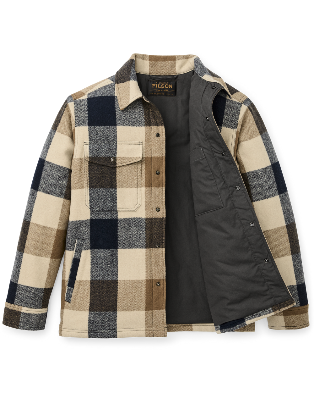 Spokane Insulated Jac-Shirt - Cream / Navy Plaid