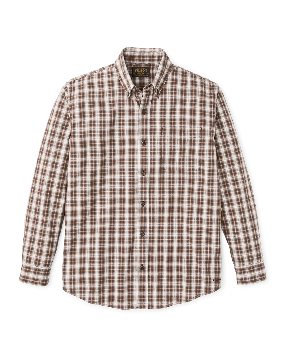 Front-facing image of the Filson Chambray Button-Down Shirt - Cascade Plaid