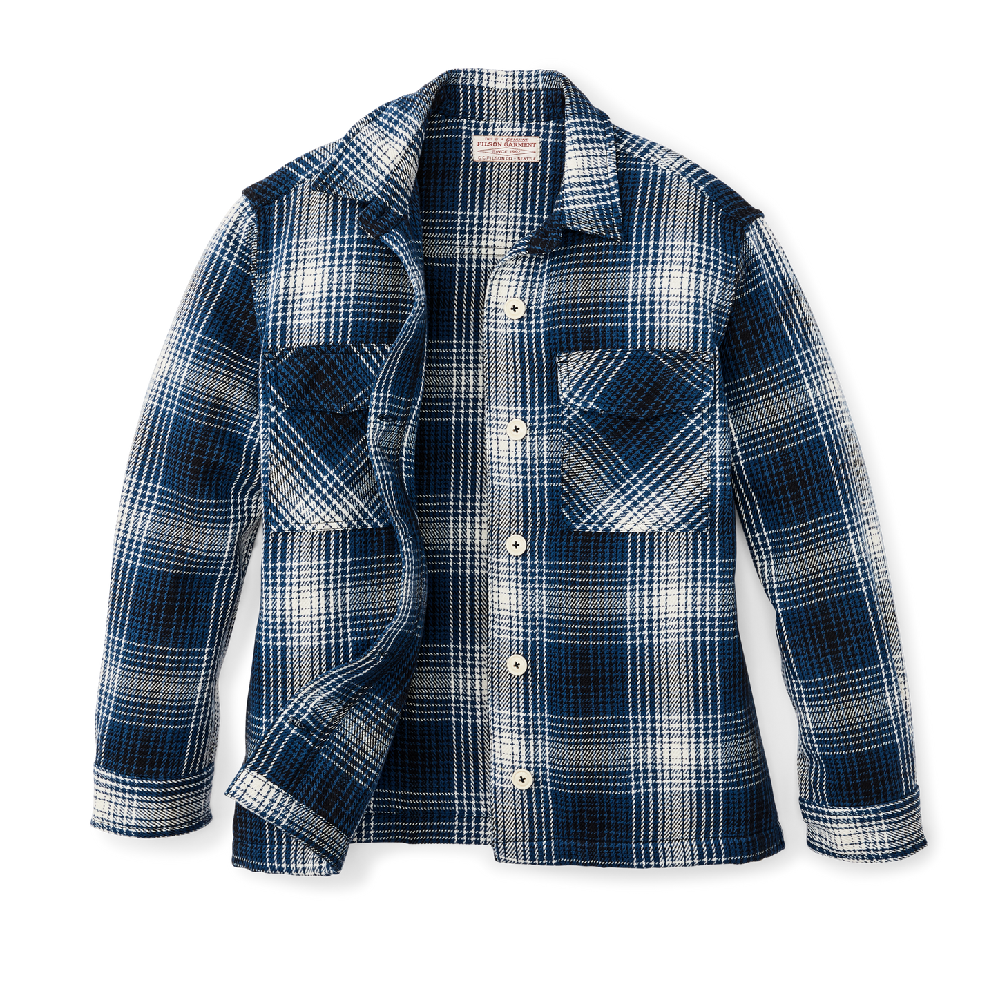 Alternate view of the Filson Women's Deer Island Jac-shirt - Cobalt / Natural Shadow Plaid
