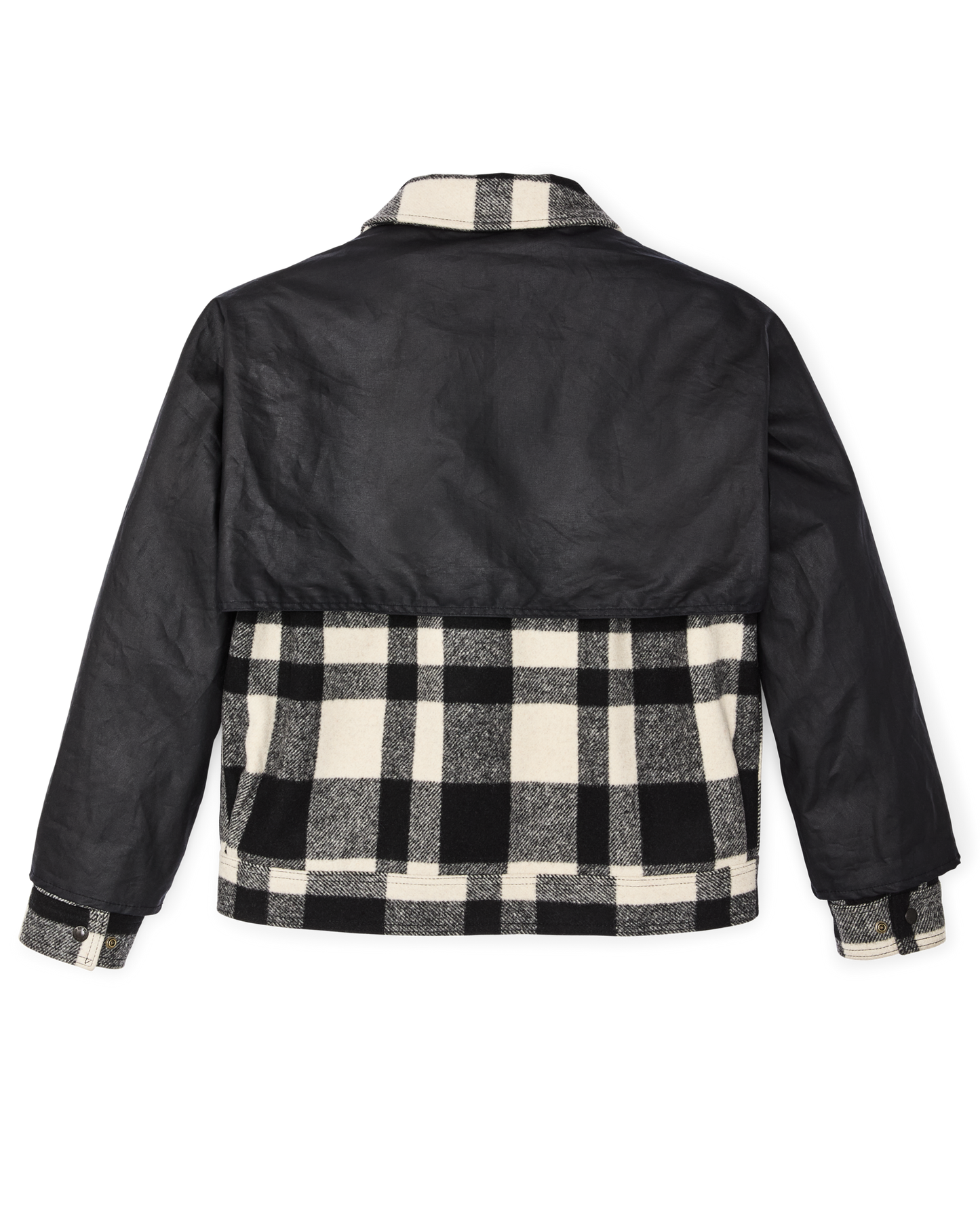 Mackinaw Wool Caped Jacket - Natural Black Plaid / Navy