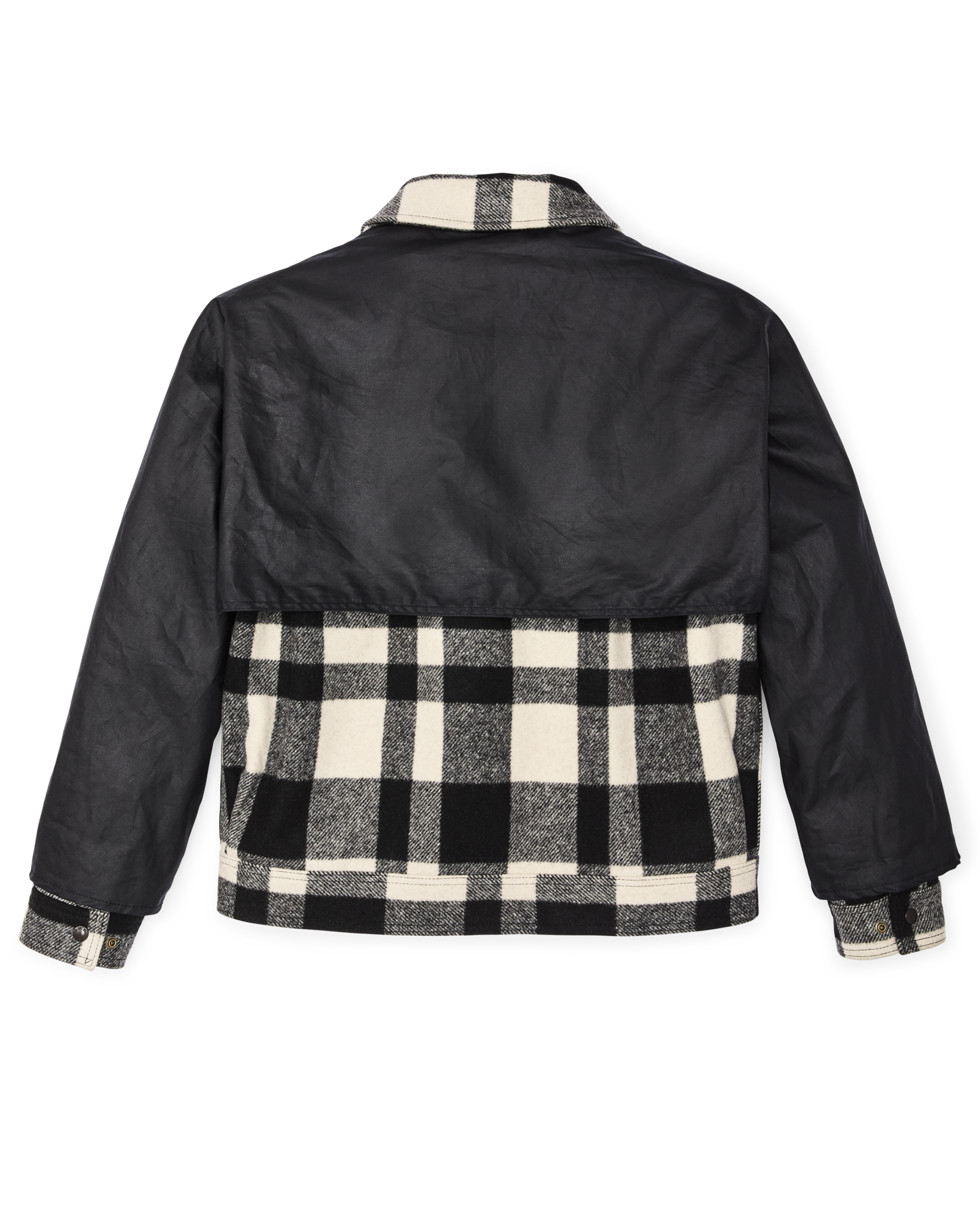 Mackinaw Wool Caped Jacket - Natural Black Plaid / Navy