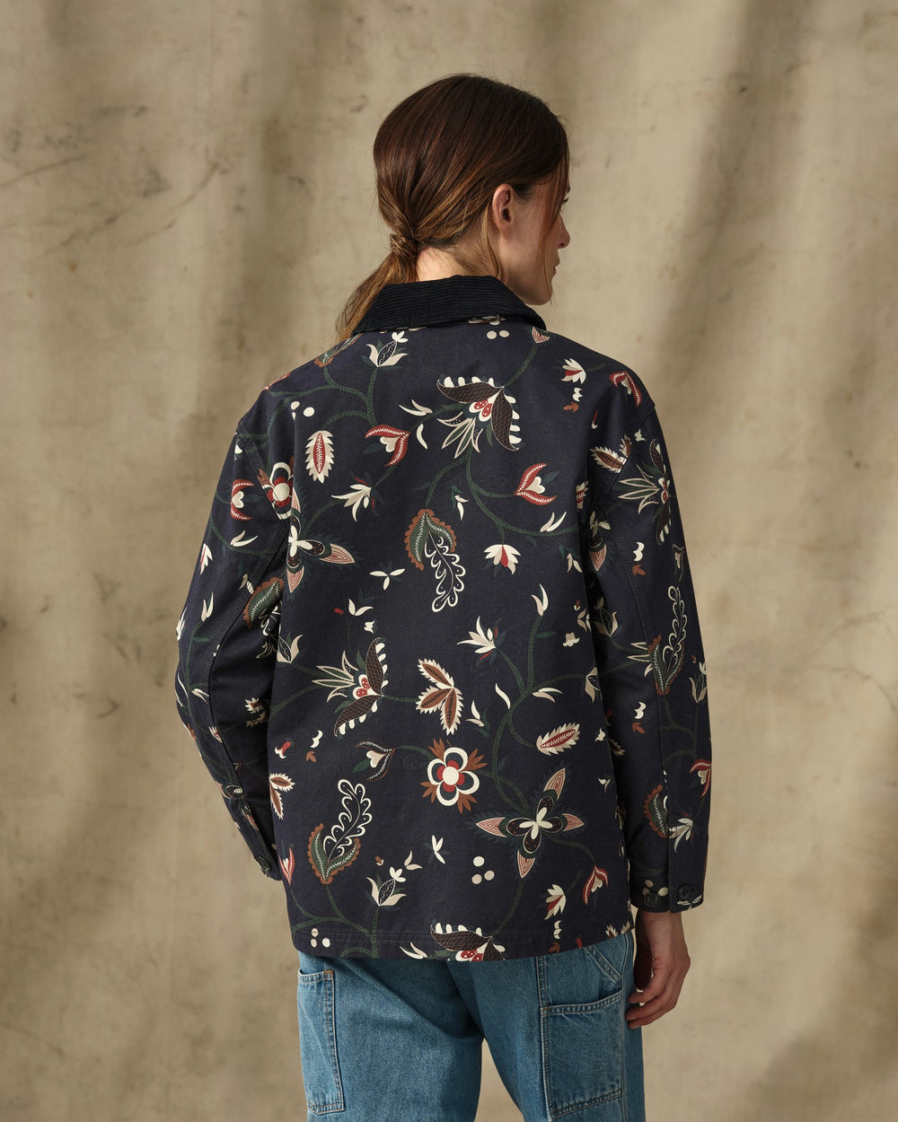 Women's Canvas Barn Coat - India Ink Print