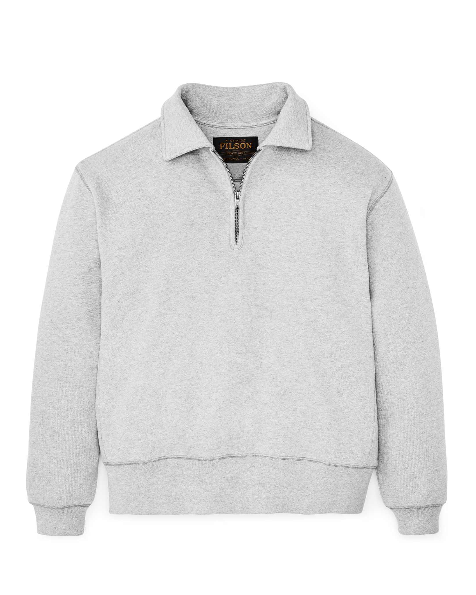 Front-facing image of the Filson 14-oz. Heritage Fleece Quarter Zip - Gray Heather