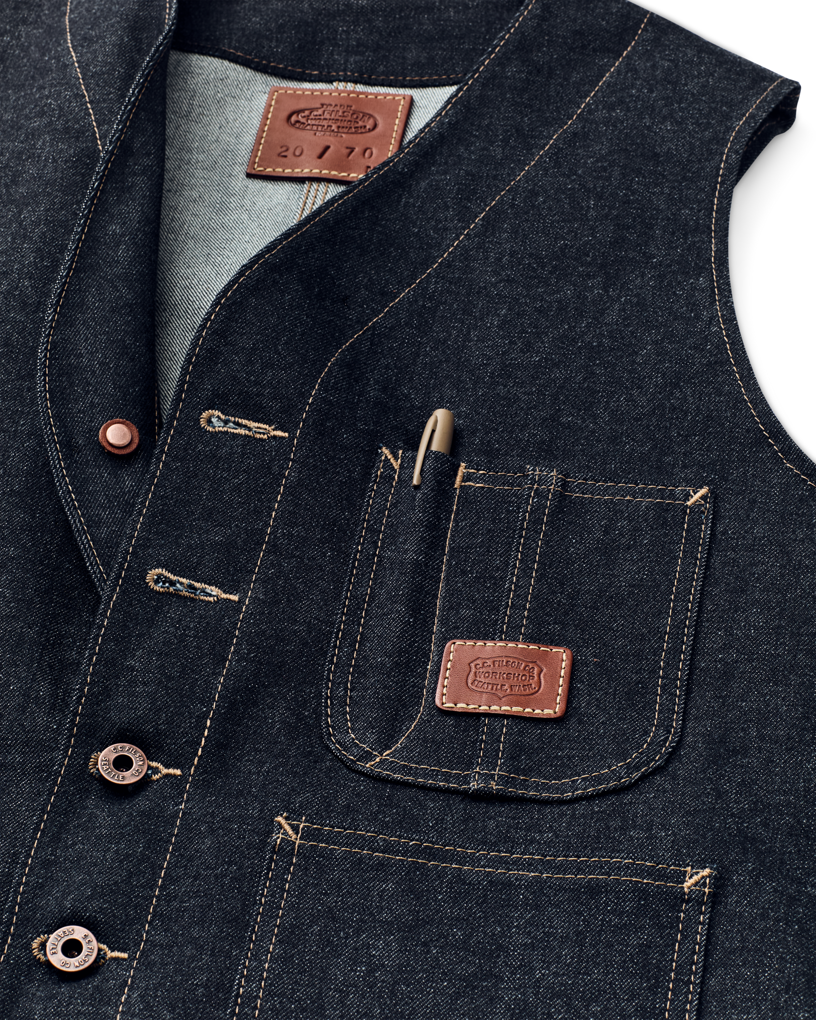 Workshop Denim Vest - Dark Indigo | Filson