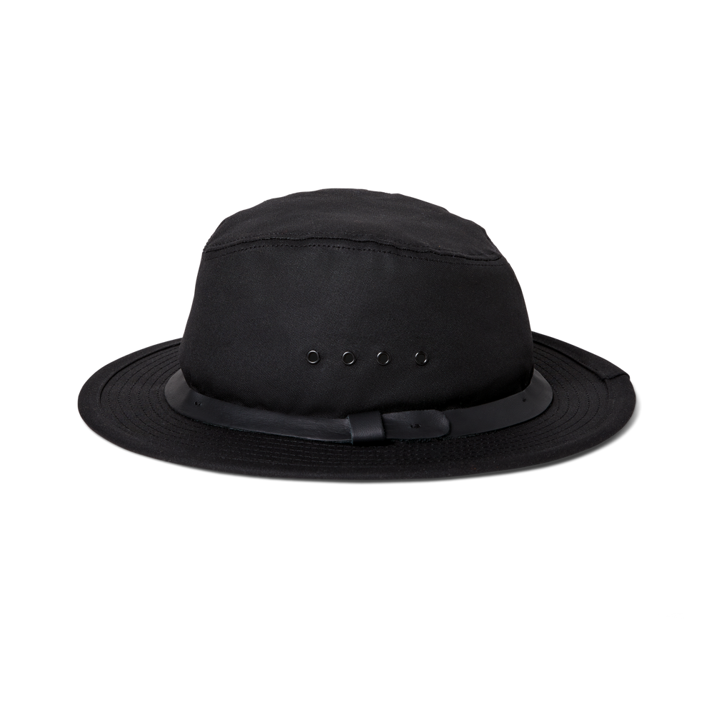 Front-facing image of the Filson Tin Cloth Packer Hat - Black