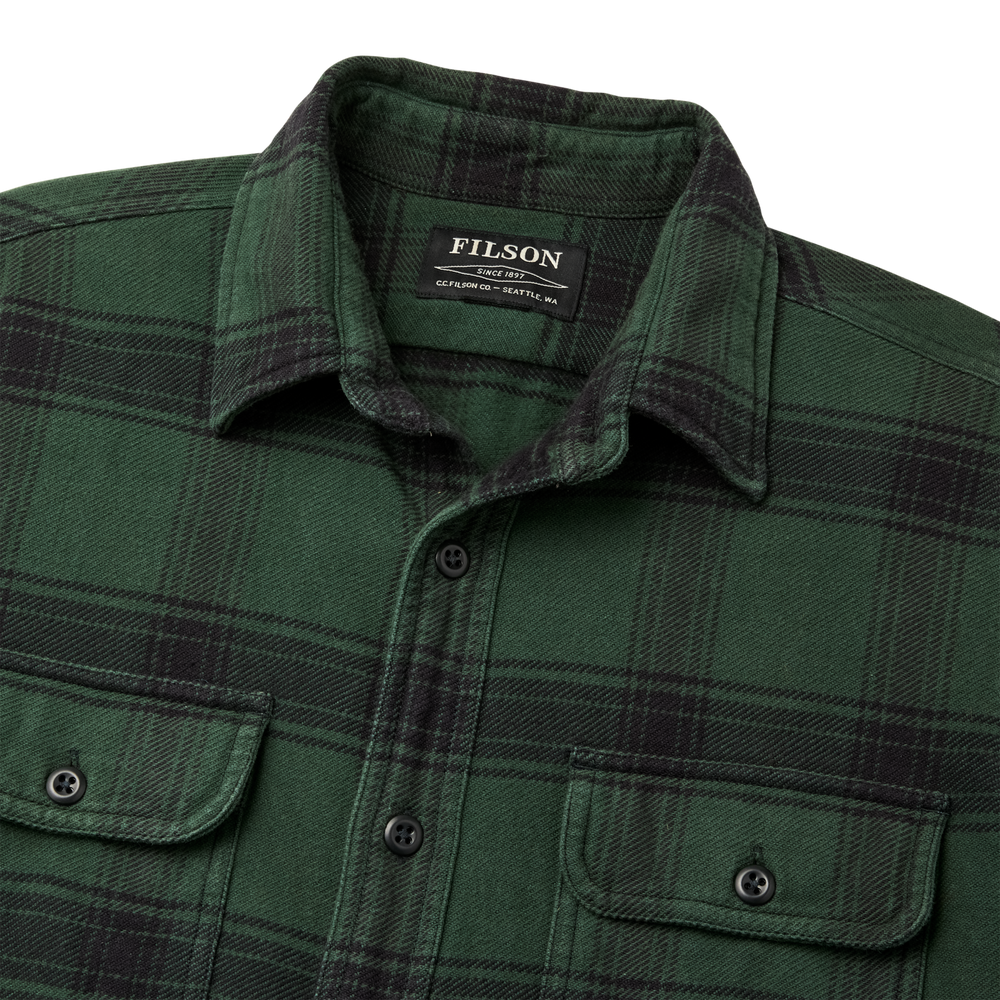 Alternate view of the Filson Vintage Flannel Work Shirt - Green / Black