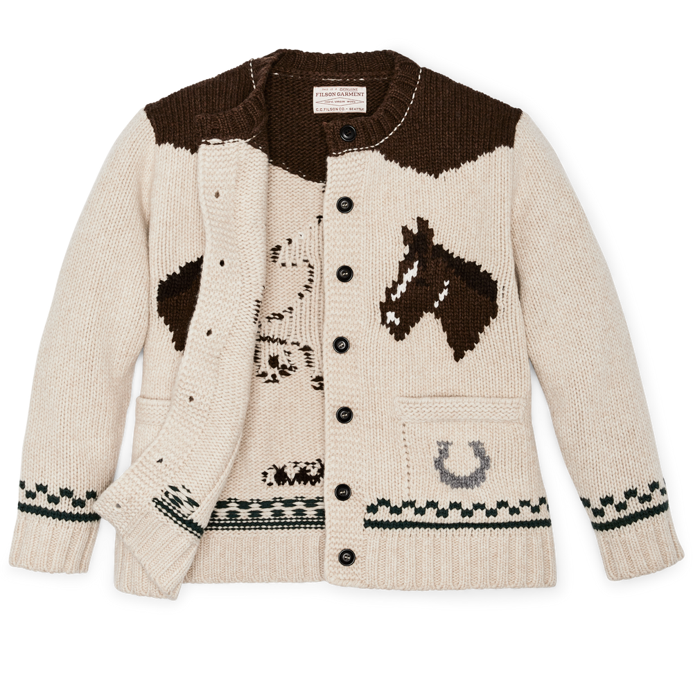 Alternate view of the Filson Women's Wool Cardigan - Cream / Horse
