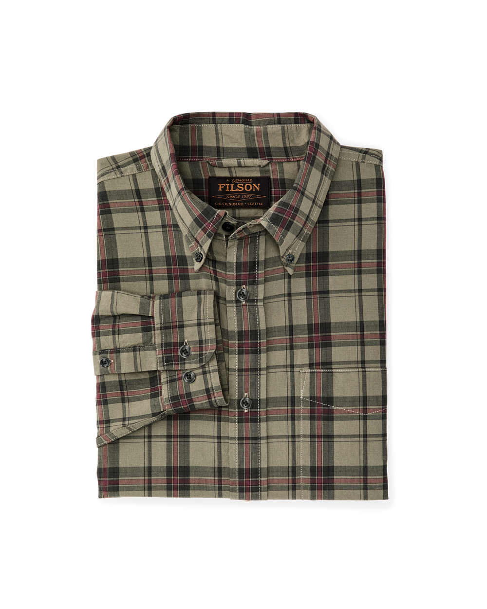 Madras Button-Down Shirt - Olive / Gravel Plaid
