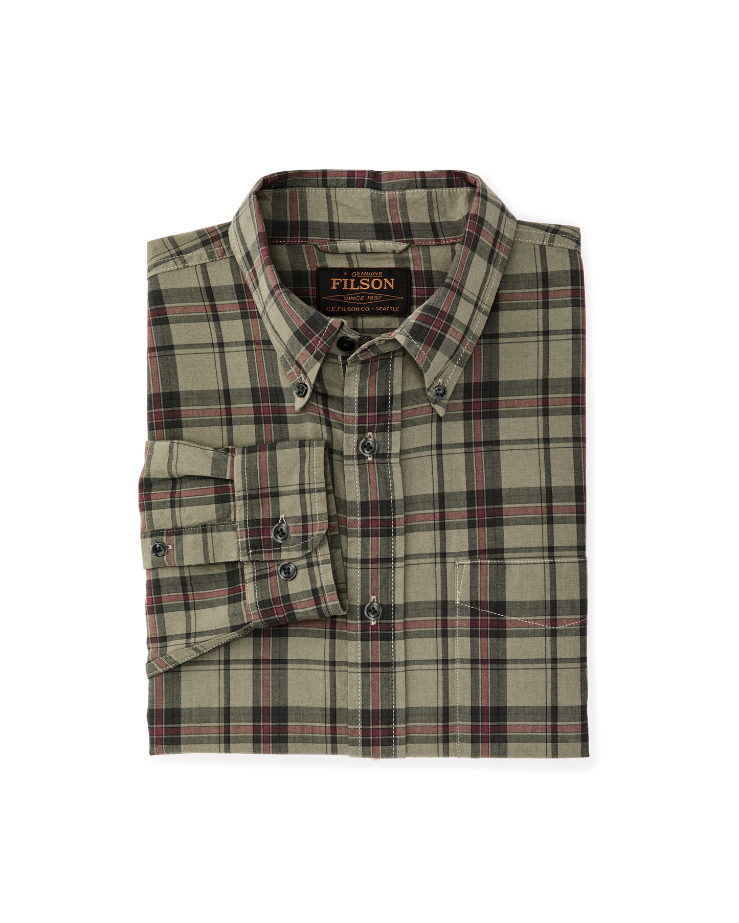Madras Button-Down Shirt - Olive / Gravel Plaid