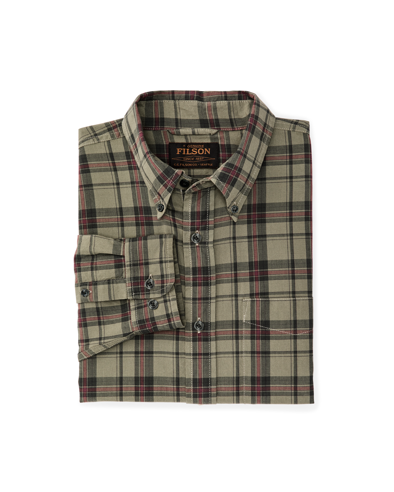 Madras Button-Down Shirt - Olive / Gravel Plaid