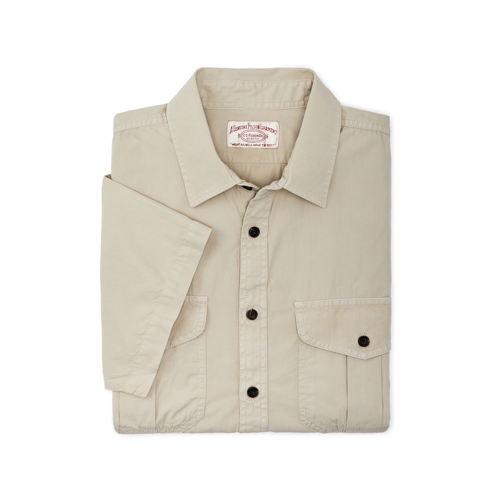 Alternate view of the Filson Filson's Washed Short Sleeve Feather Cloth Shirt - River Rock
