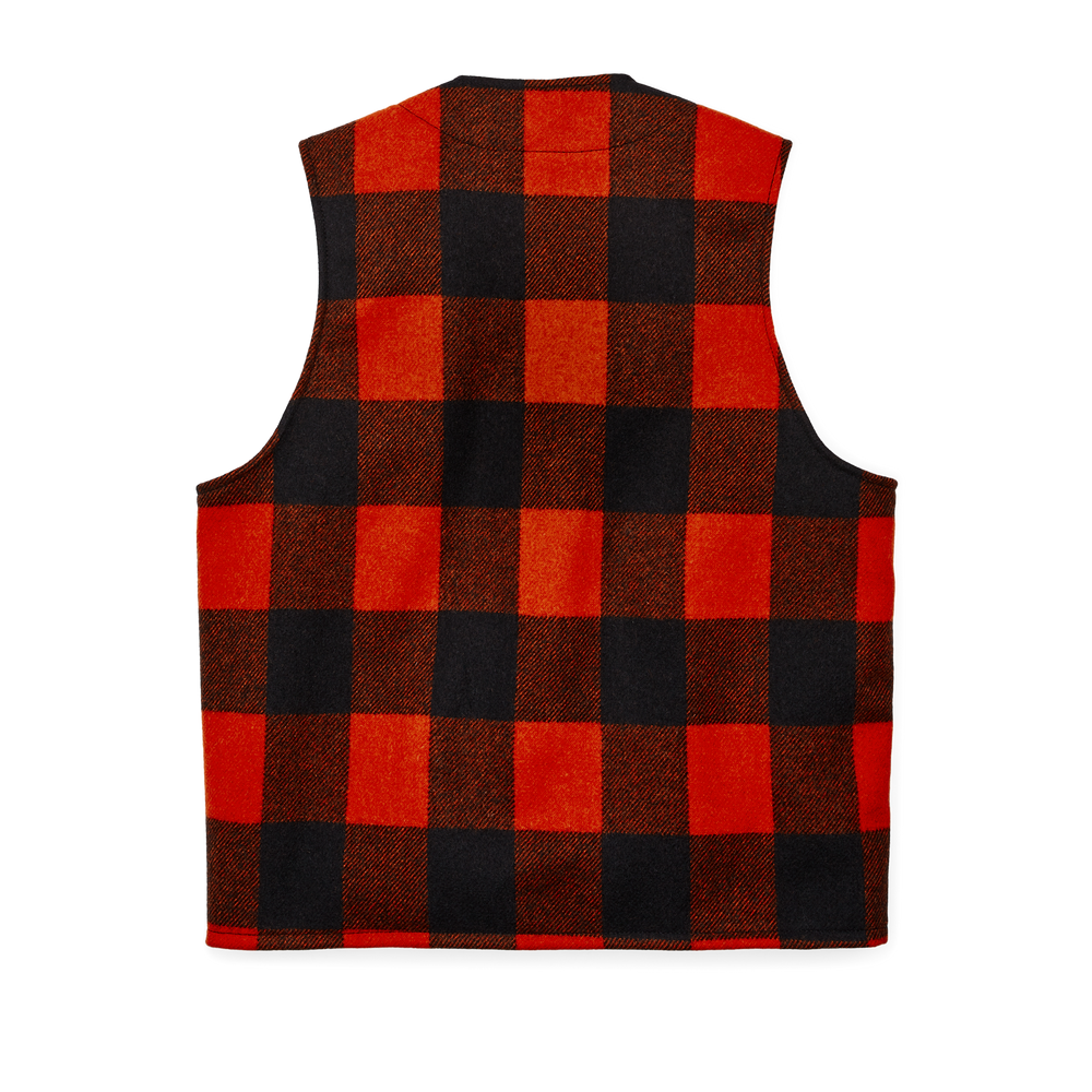 Alternate view of the Filson Mackinaw Wool Vest - Orange / Black Plaid