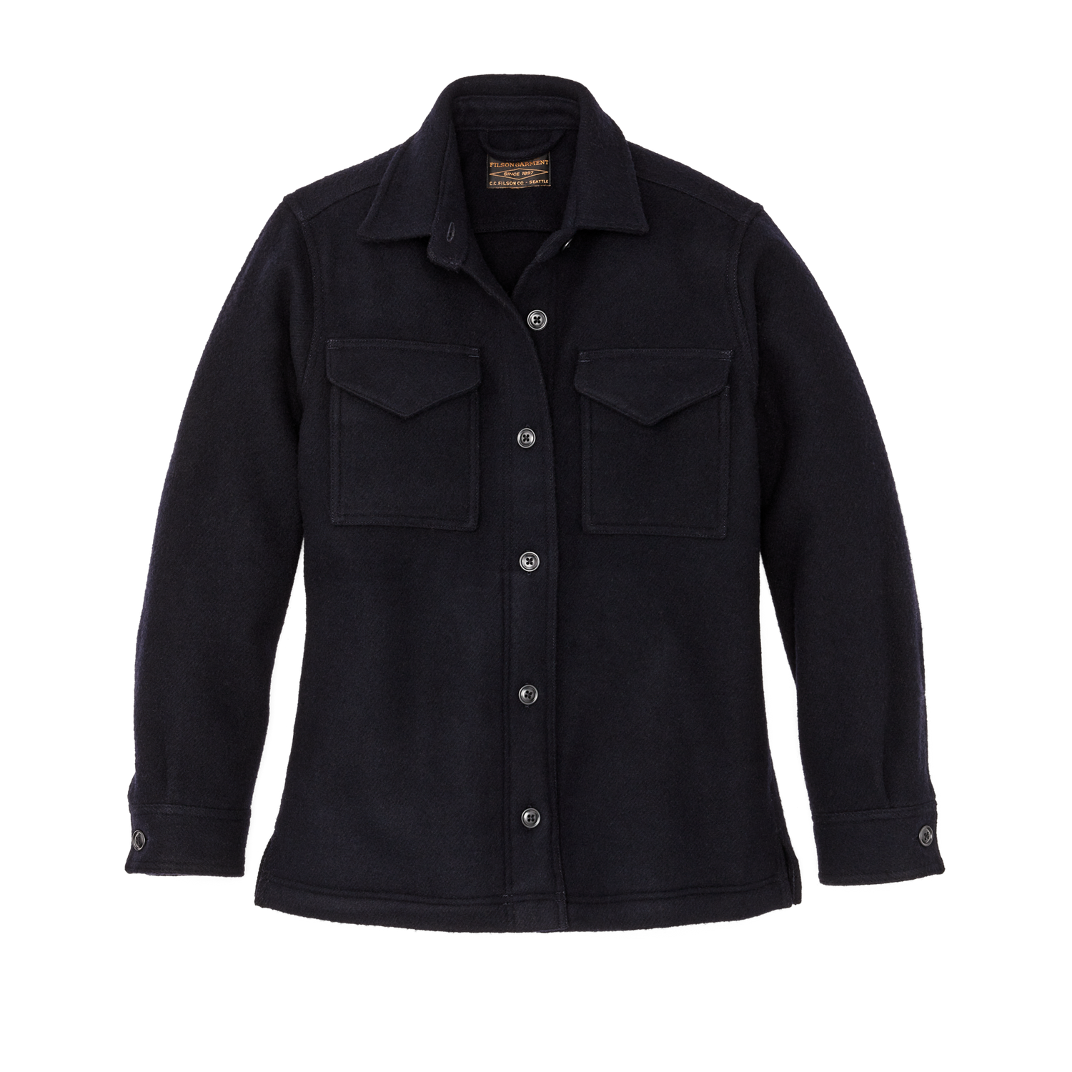 Front-facing image of the Filson Women's Seattle Wool Jac-shirt - Navy