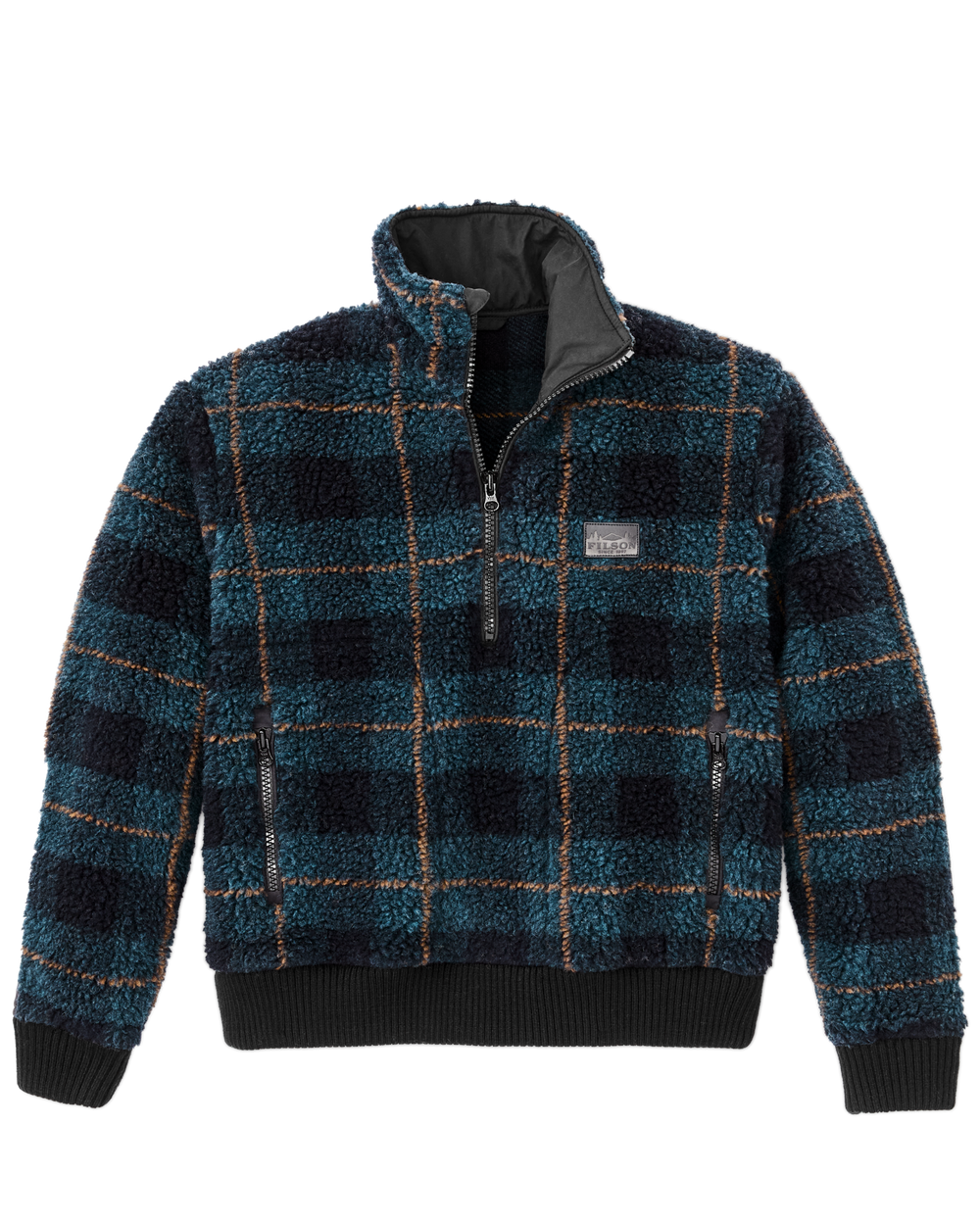 Women's Pile Fleece Popover - Blue / Black Plaid