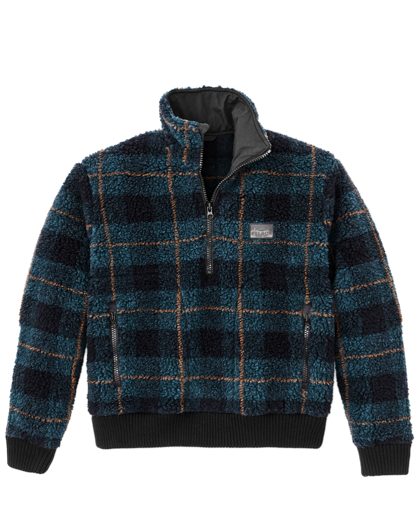 Women's Pile Fleece Popover - Blue / Black Plaid