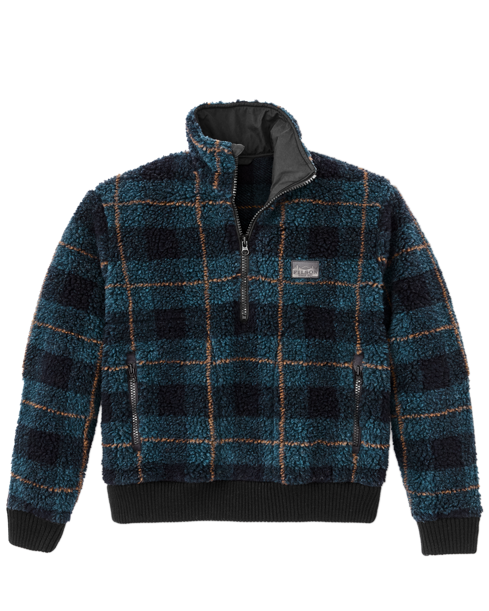 Women's Pile Fleece Popover - Blue / Black Plaid