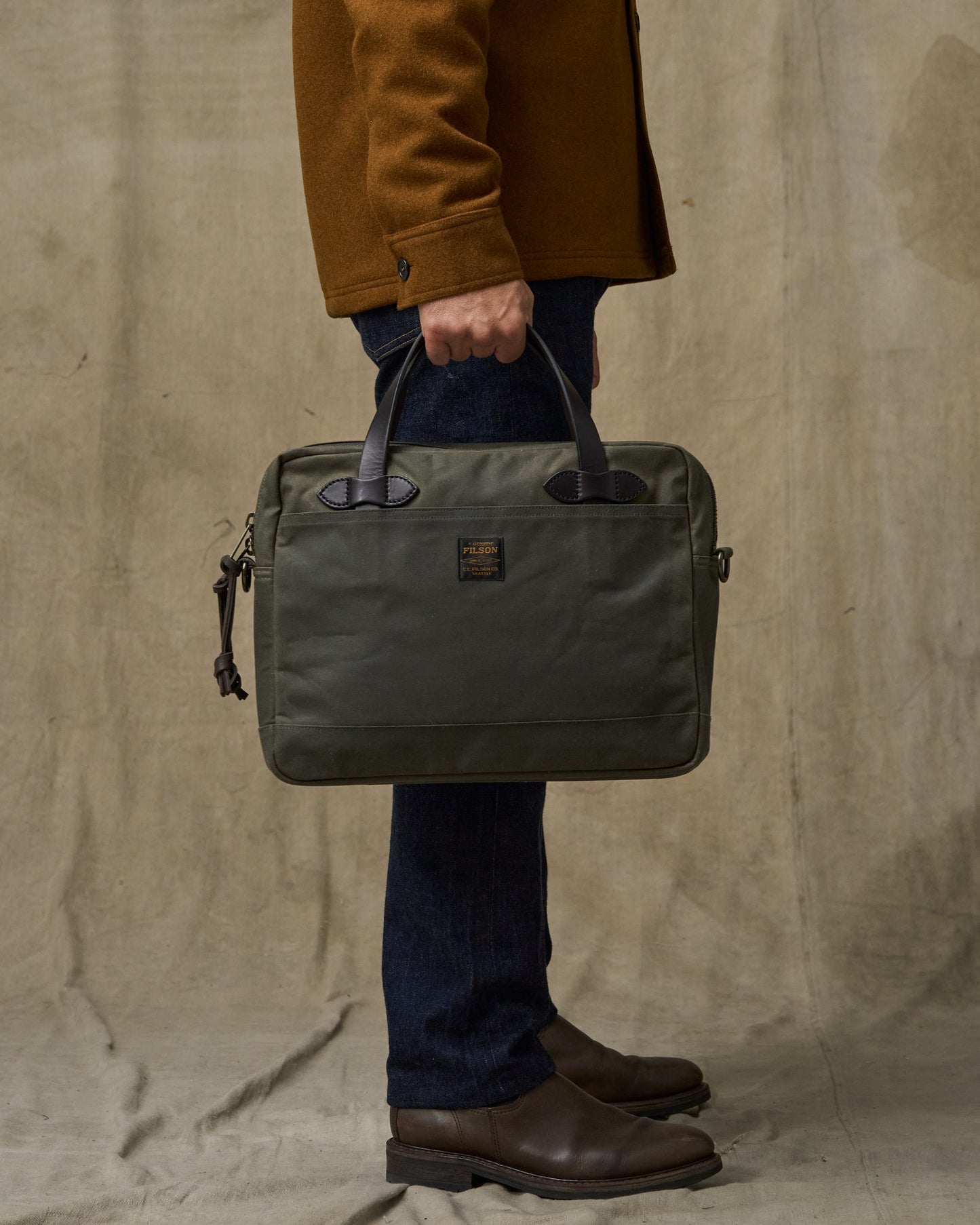 Tin Cloth Compact Briefcase - Otter Green