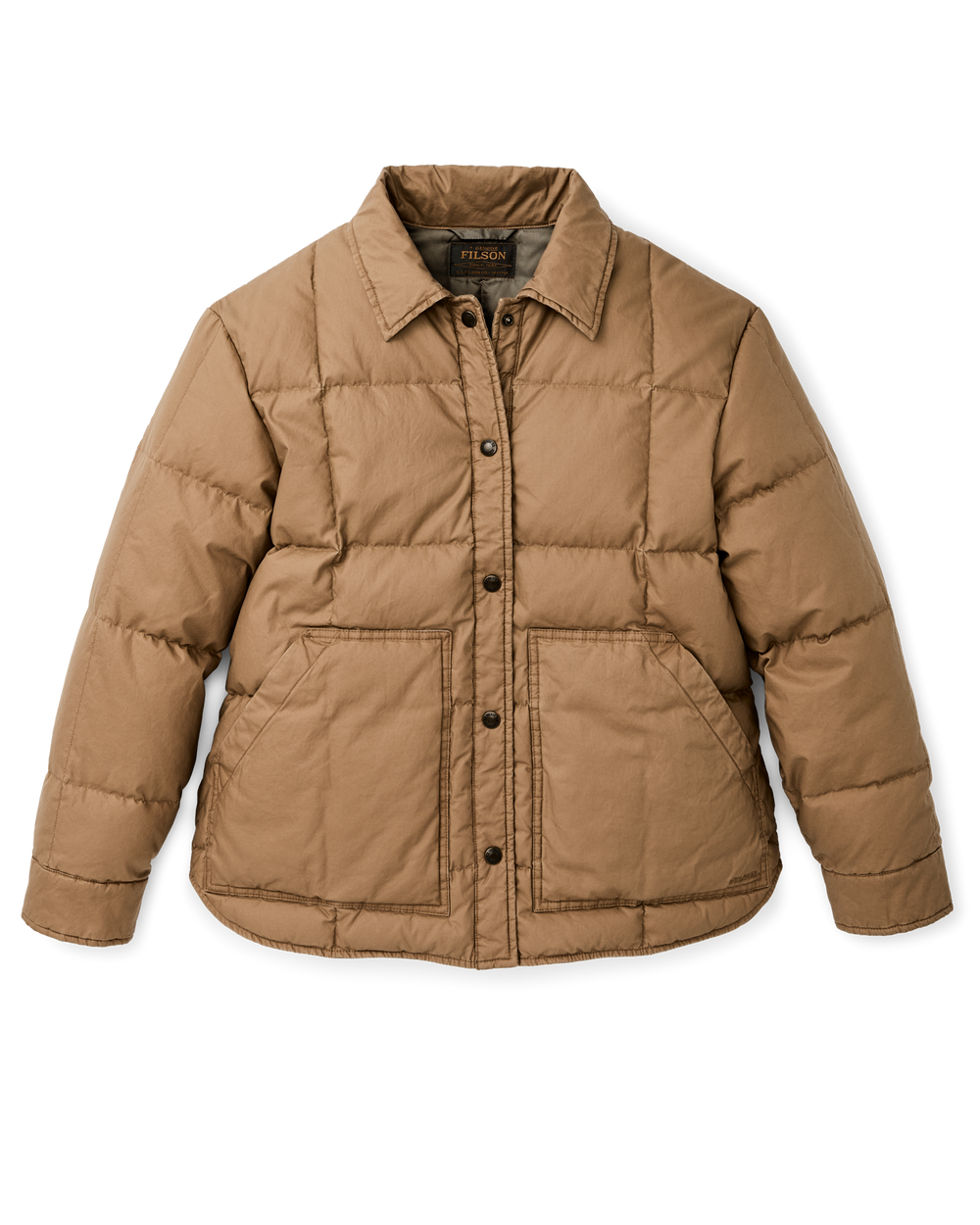 Front-facing image of the Filson Women's Heritage Cotton Down Jacket - Antique Bronze