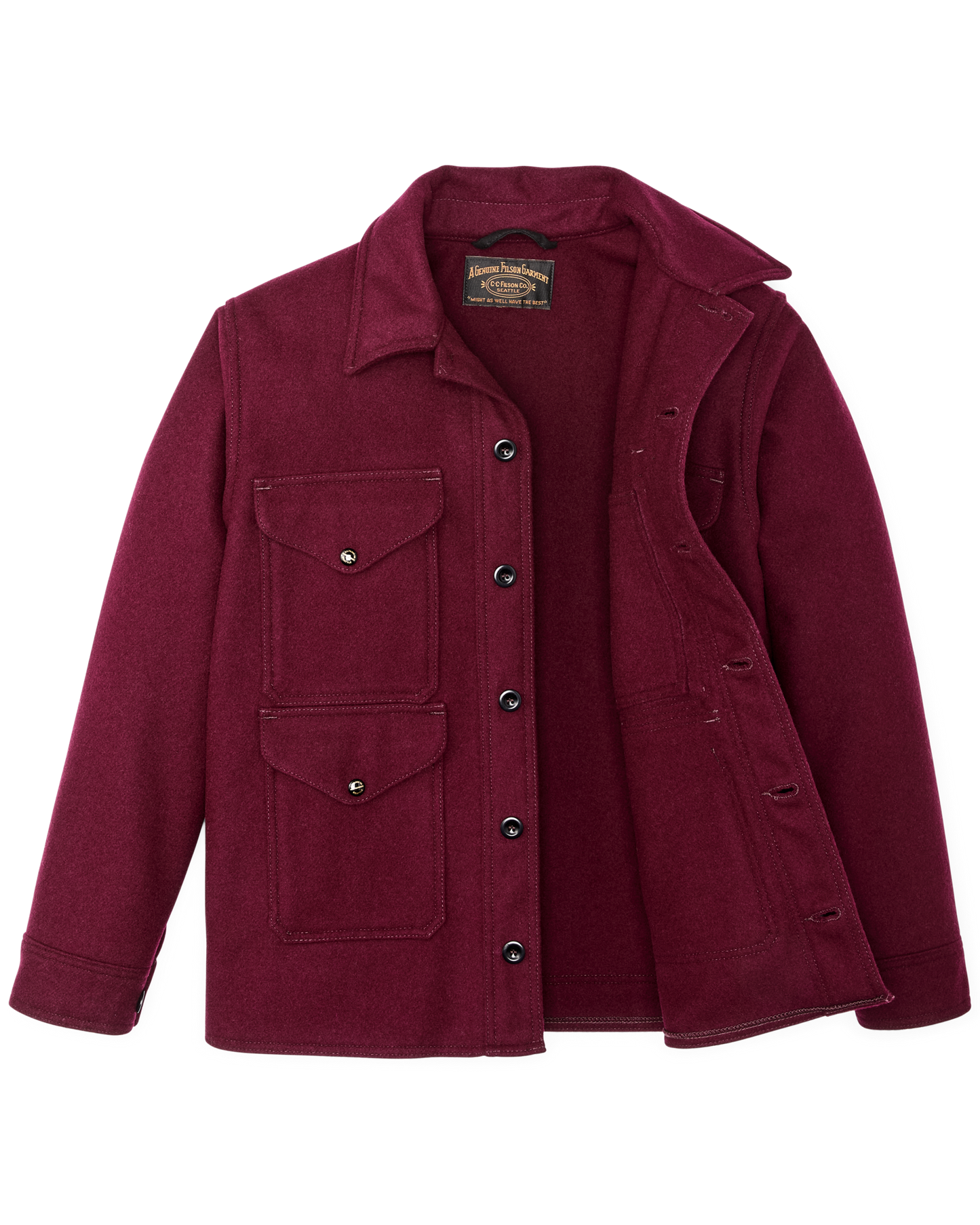 Alternate view of the Filson 1940s Mackinaw Wool Cruiser Jacket - Wine