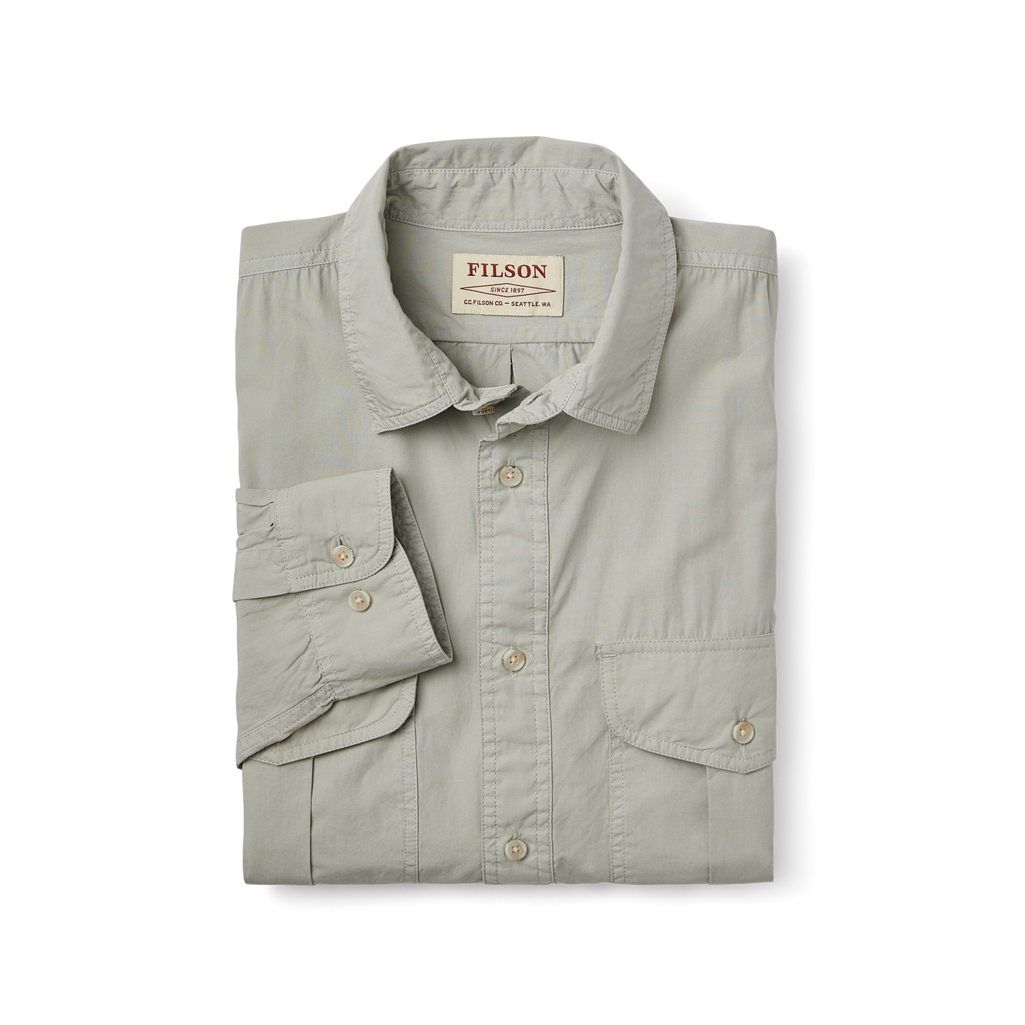 Alternate view of the Filson Filson's Washed Feather Cloth Shirt - Fog