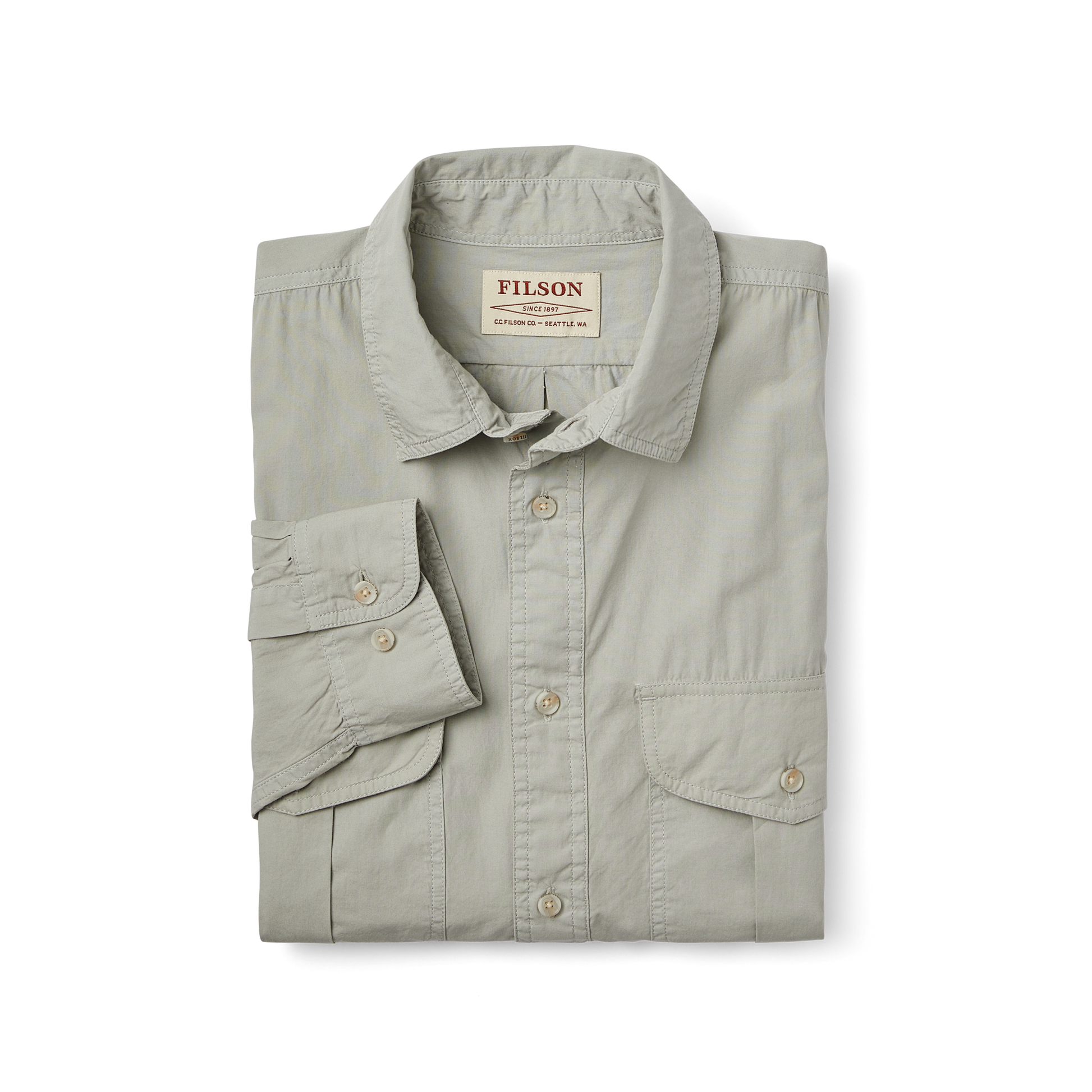 Alternate view of the Filson Filson's Washed Feather Cloth Shirt - Fog