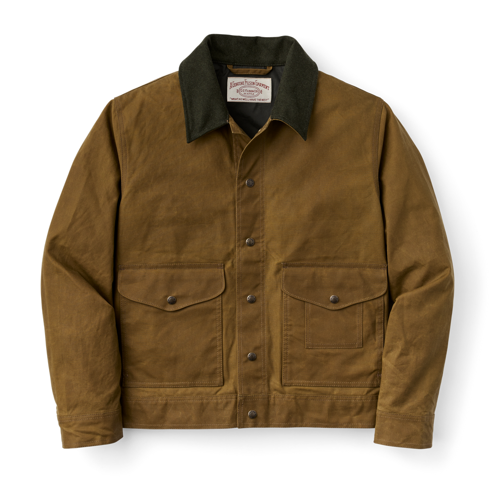 Front-facing image of the Filson Tin Cloth Work Jacket - Dark Tan