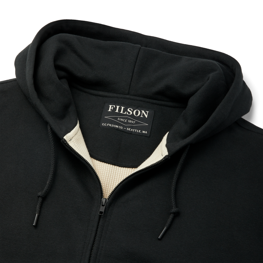 Alternate view of the Filson Prospector Waffle-lined Full-zip Hoodie - Black
